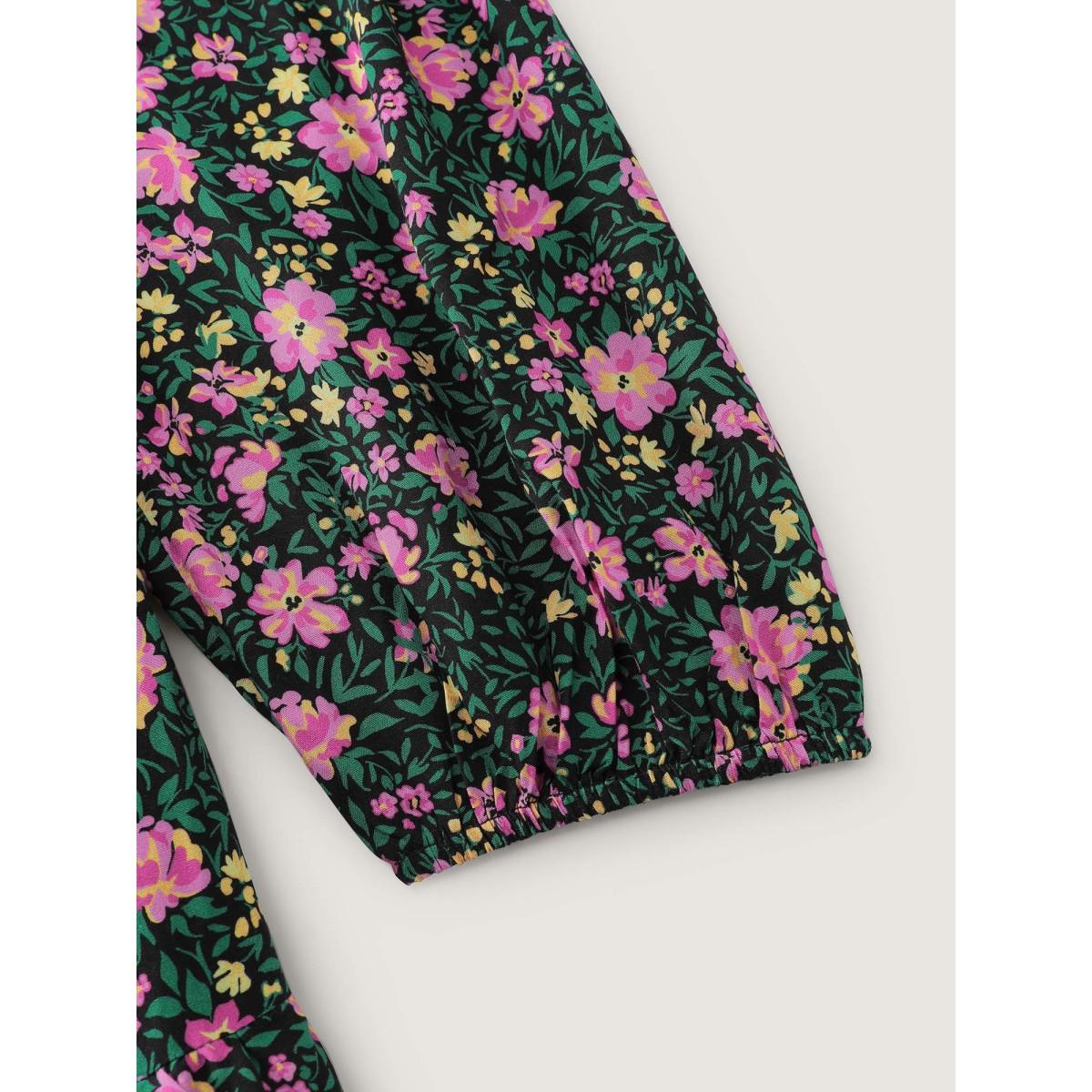 Plus Size Floral Print Ruffled Tiered Maxi Dress Multicolor Women Timeless Ruffles V-neck Extra Long Sleeve Curvy BloomChic 28/5X Product Image