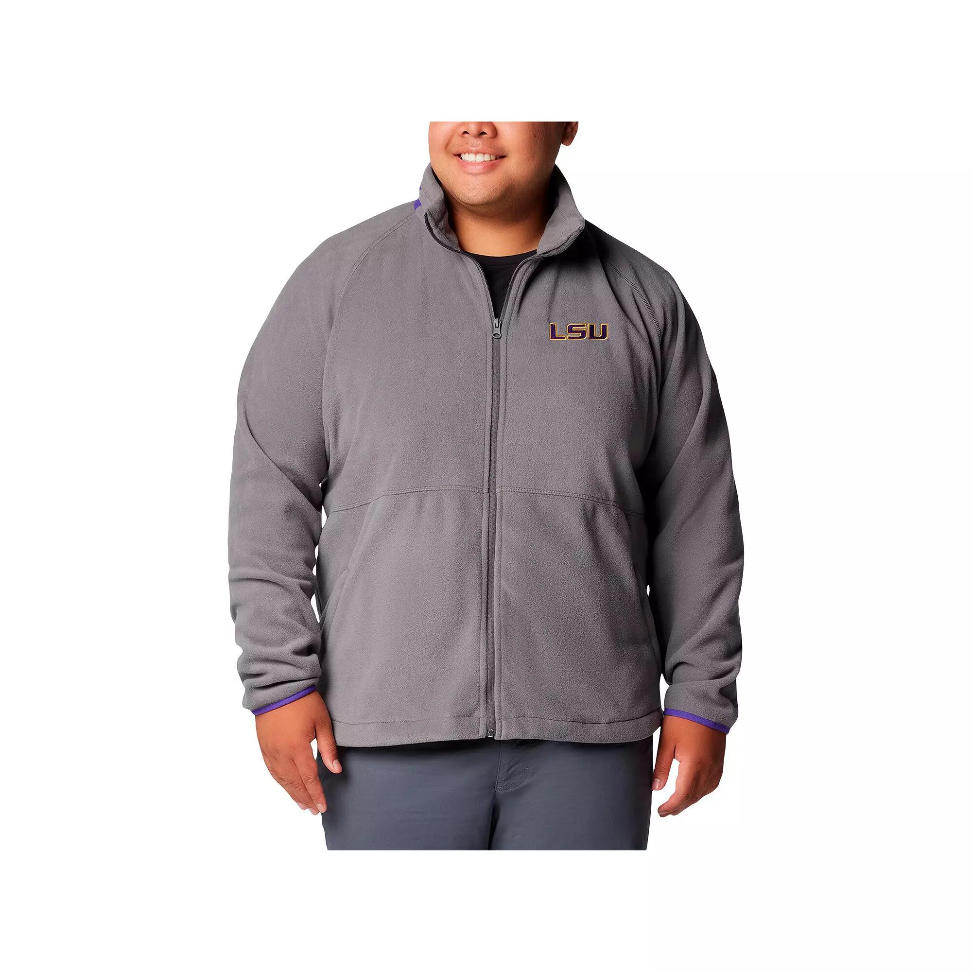 Men's Columbia Gray LSU Tigers Big & Tall Flanker IV Fleece Raglan Full-Zip Jacket,  Product Image