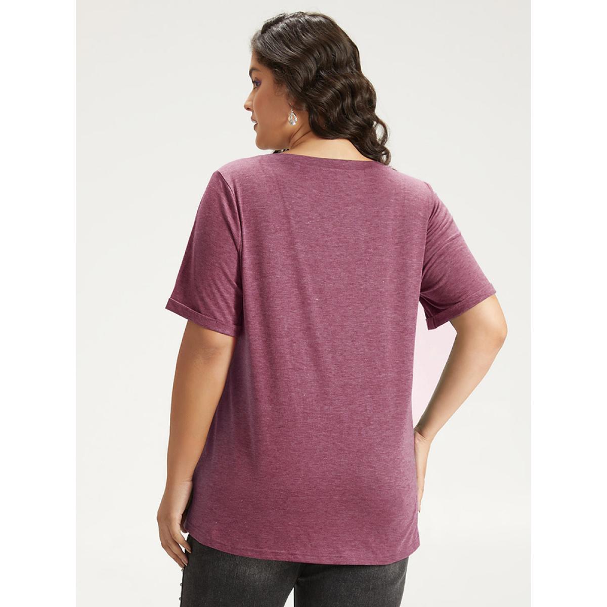 Plus Size Halloween Pumpkin Print Crew Neck T-shirt Red Women Casual Printed Halloween Dailywear T-shirts BloomChic 12/L Product Image