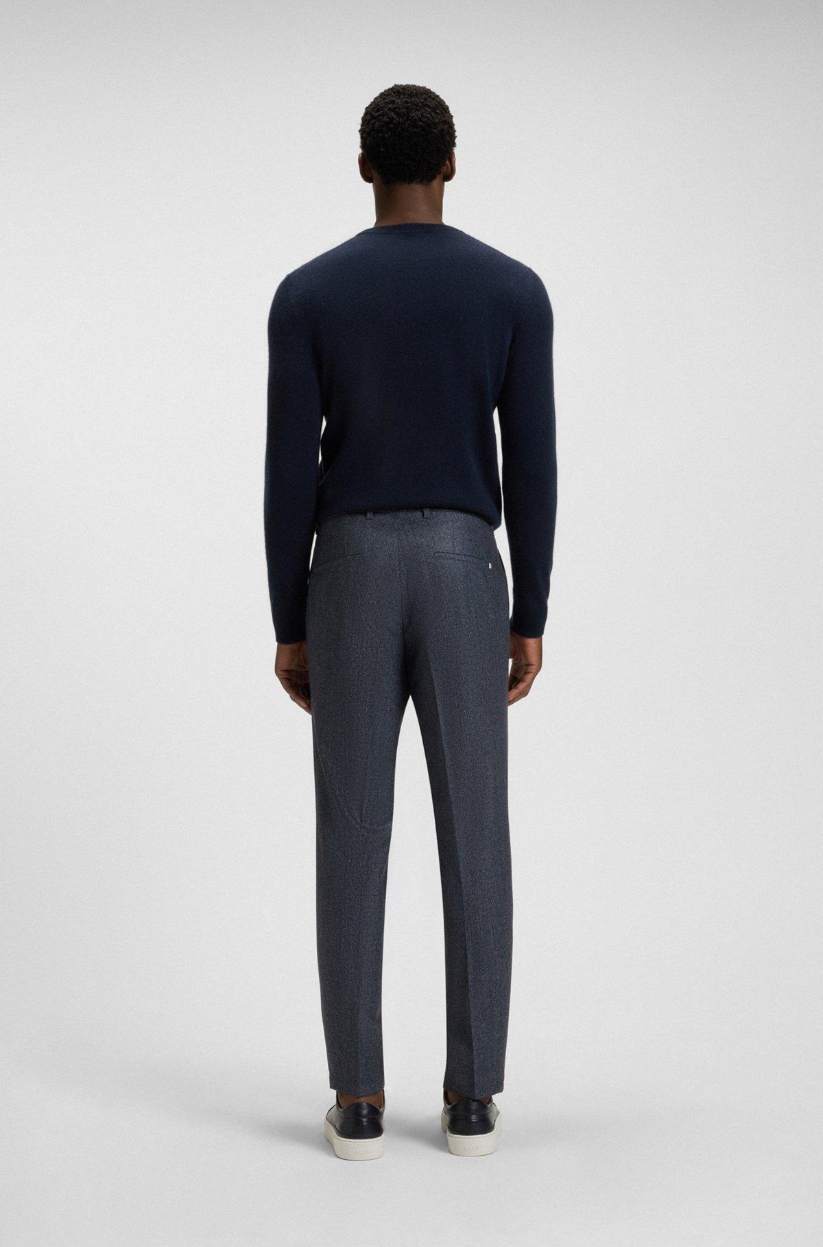 Slim-fit pants in micro-patterned virgin wool Product Image