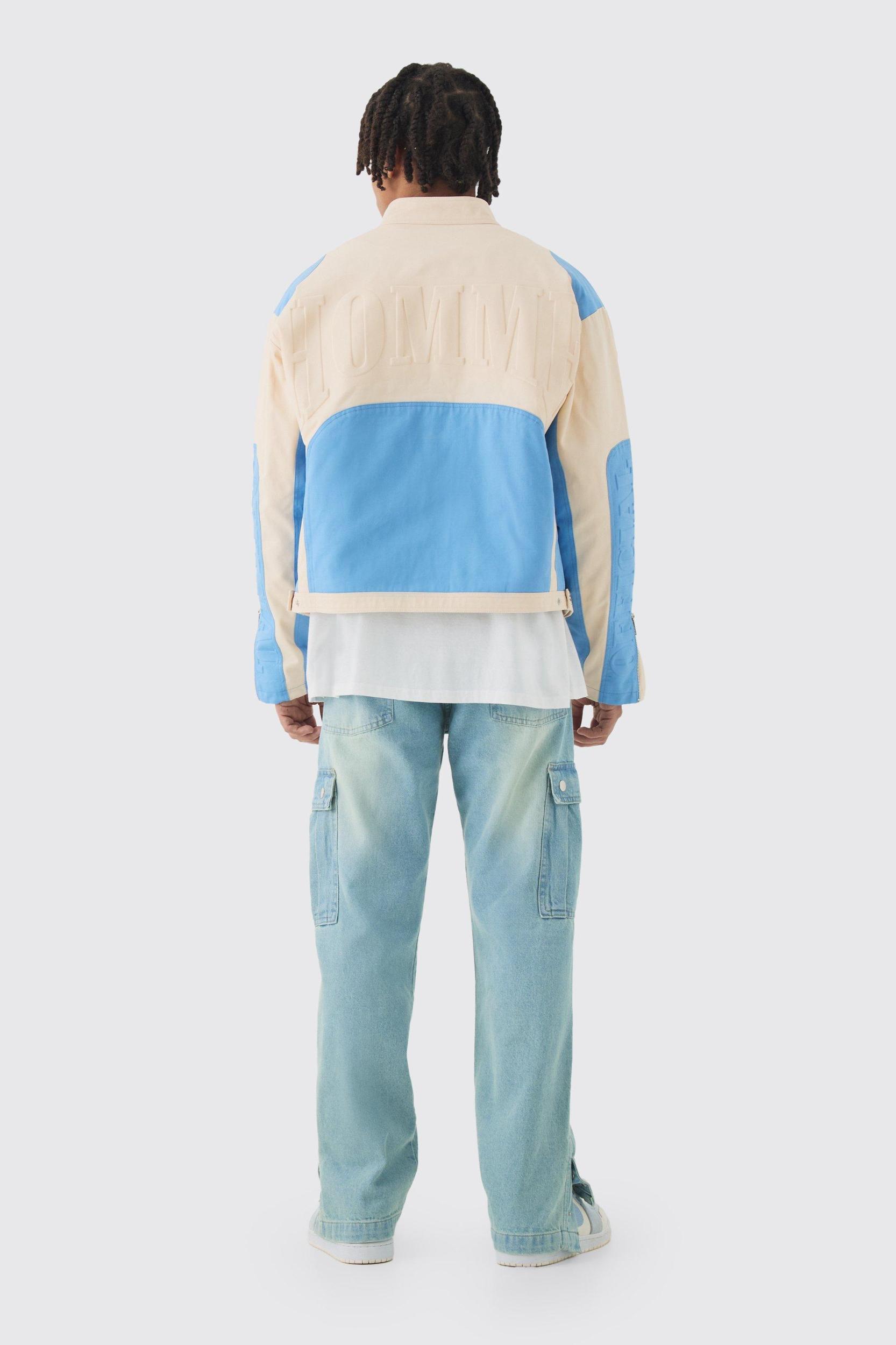 Relaxed Rigid Popper Hem Cargo Washed Jeans | boohooMAN USA Product Image