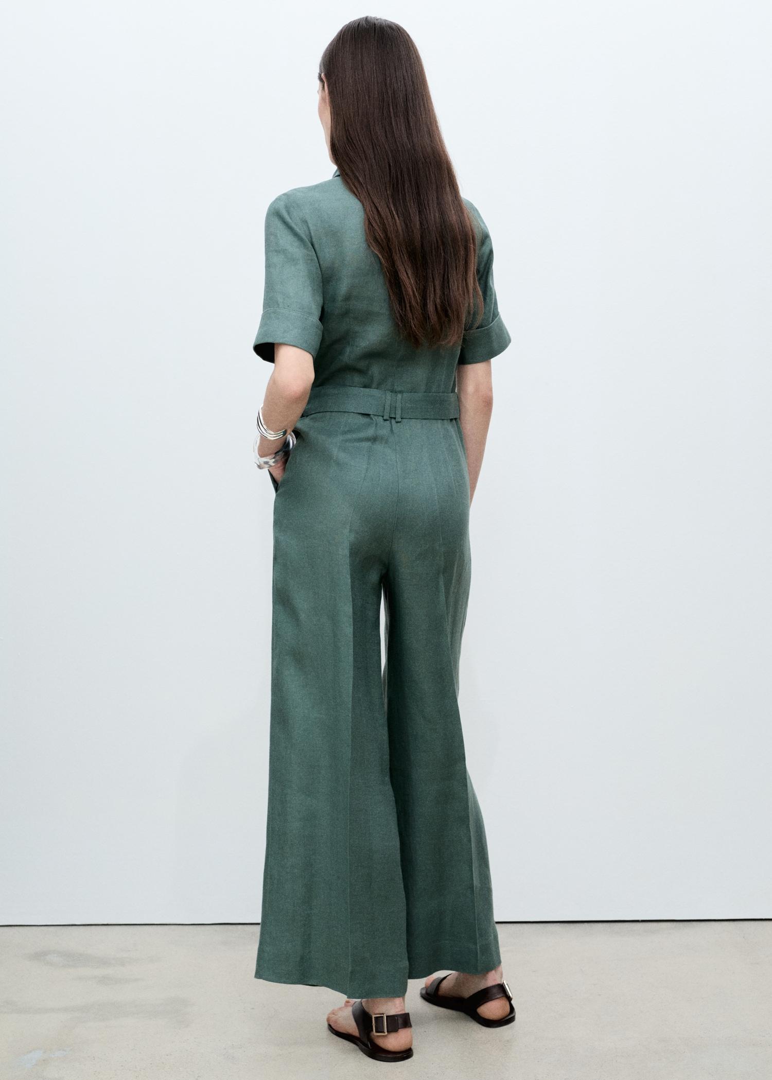 Linen shirt jumpsuit - Women | MANGO USA Product Image