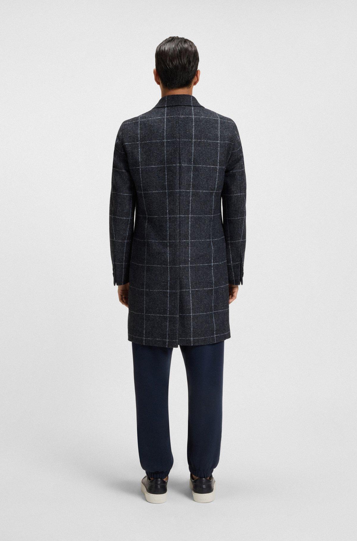 Slim-fit coat with plain check Product Image