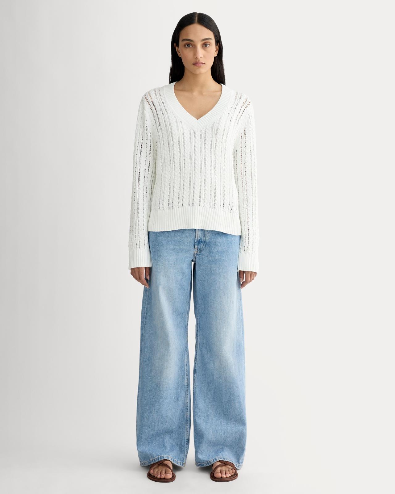 Womens Mesh Cable V-Neck in Everyday Cotton Sweater by Everlane Product Image