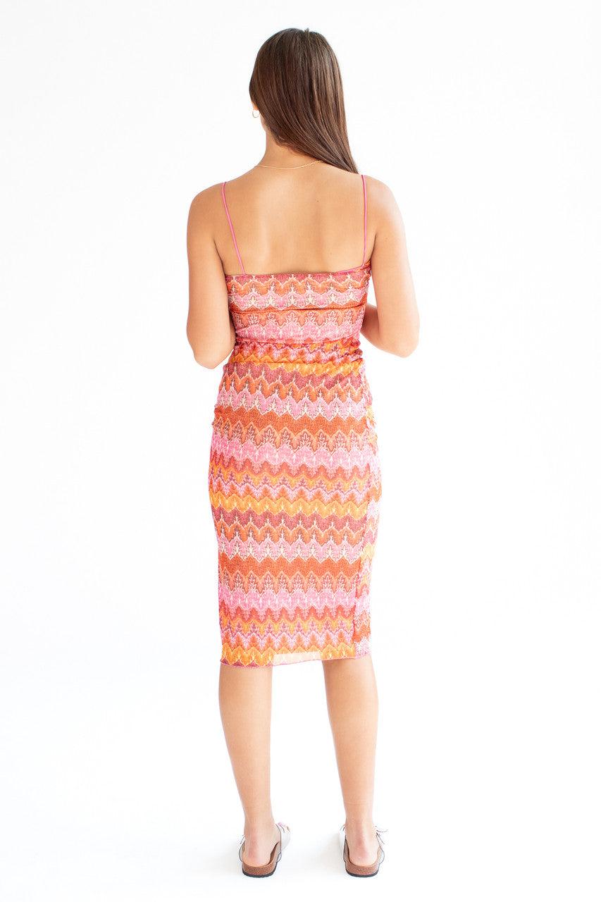 Mesh Flame Stitch Midi Dress Product Image