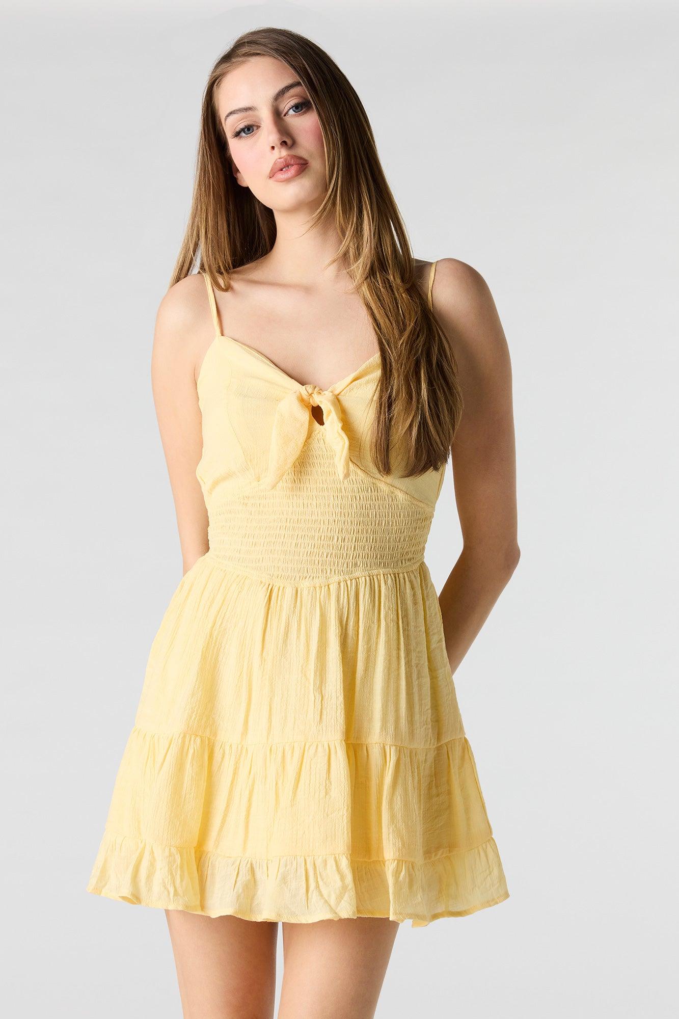 Sweetheart Tie Front Mini Dress Female Product Image