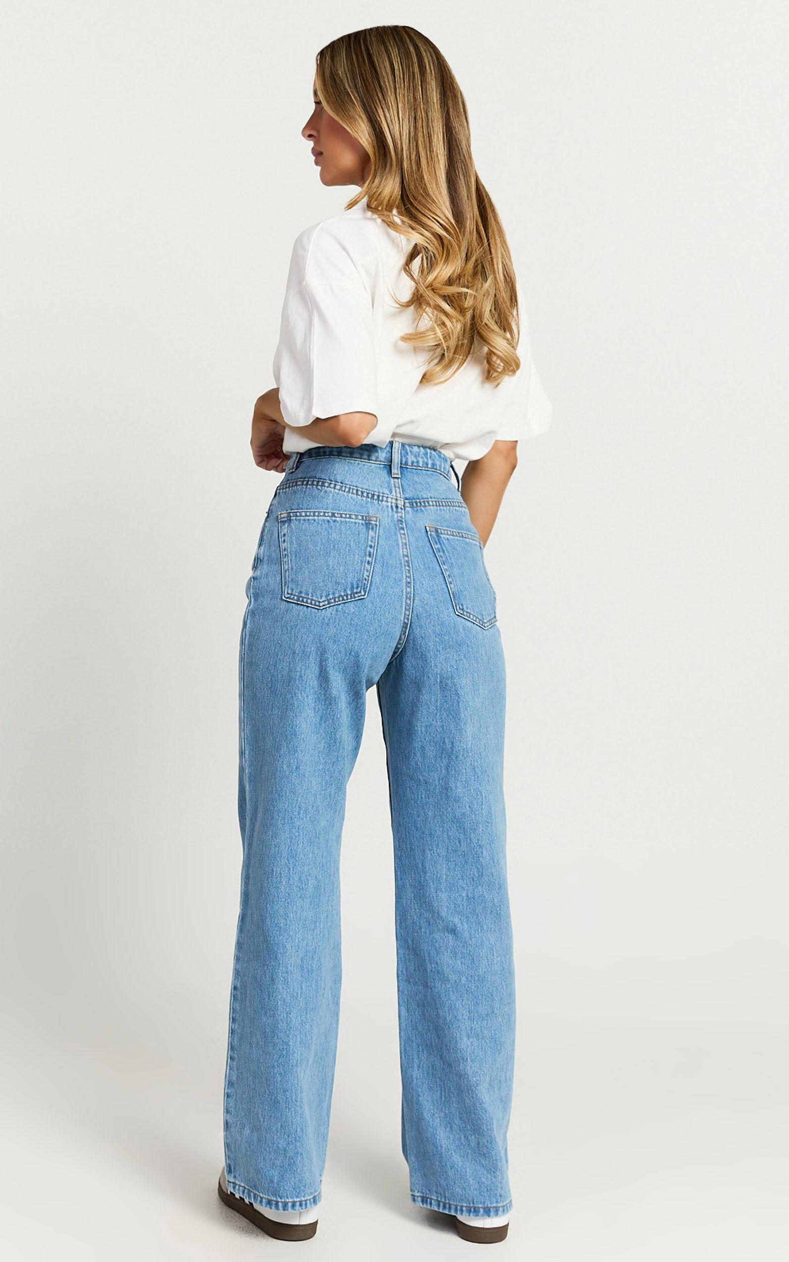 Cole Jeans - High Waist Relaxed Wide Leg Recycled Denim Jeans in Mid Blue Wash Product Image