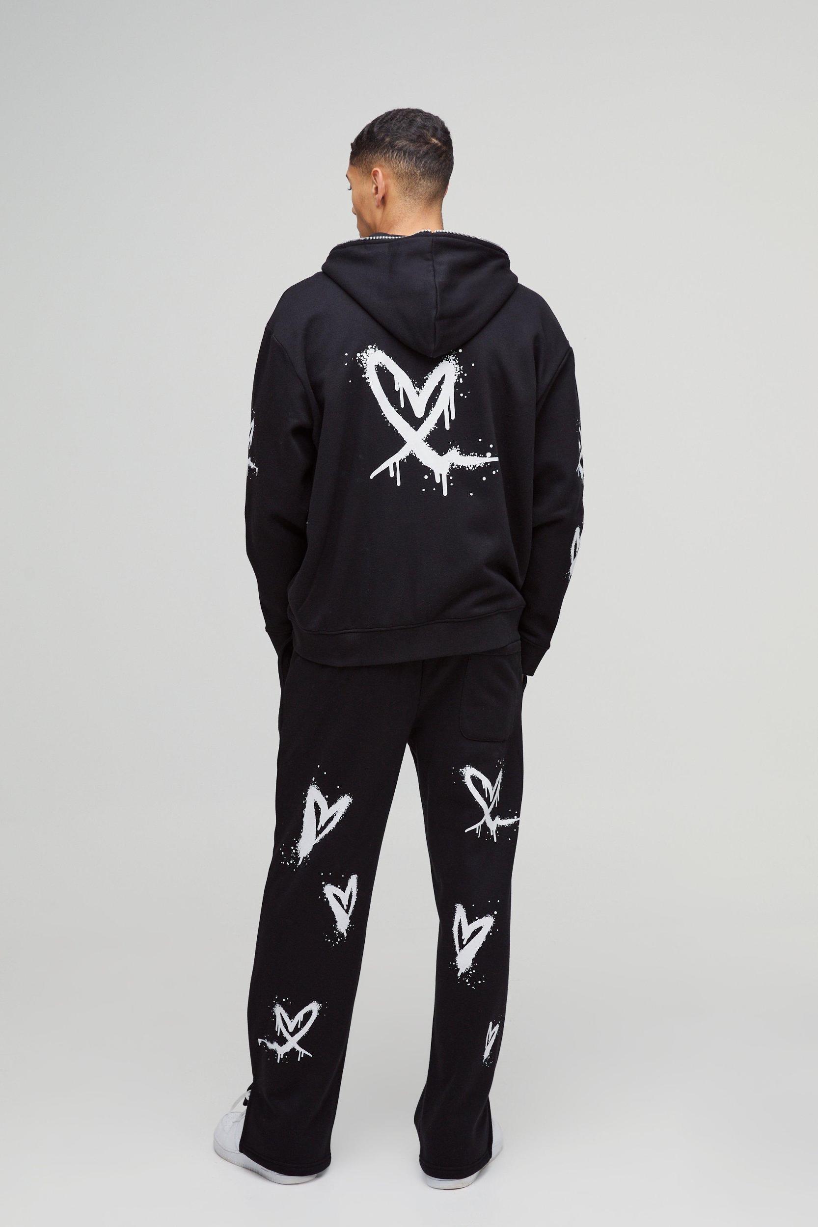 Oversized Heart Zip Through Hoodie | boohooMAN USA Product Image