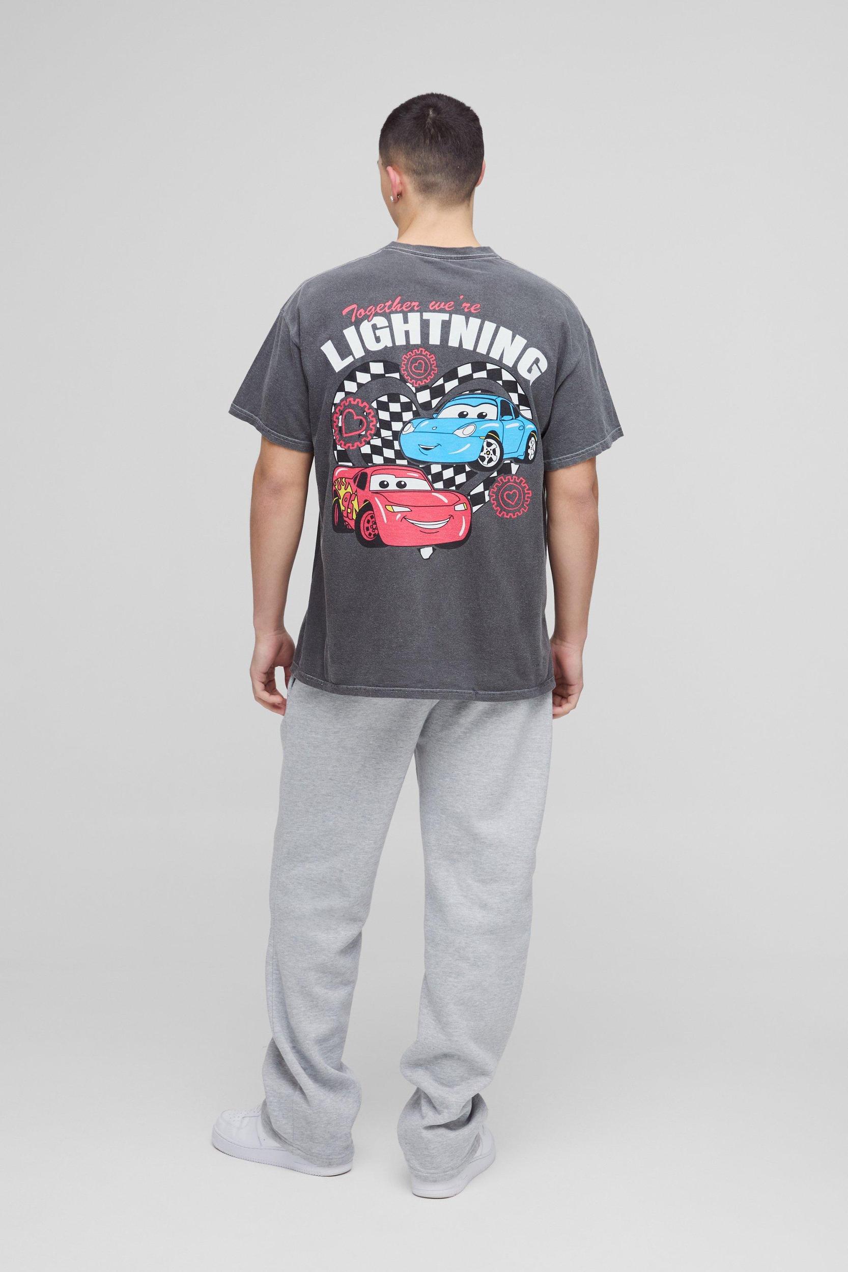 Oversized Disney Pixar Cars Together We're Lightning License T-Shirt | boohooMAN USA Product Image