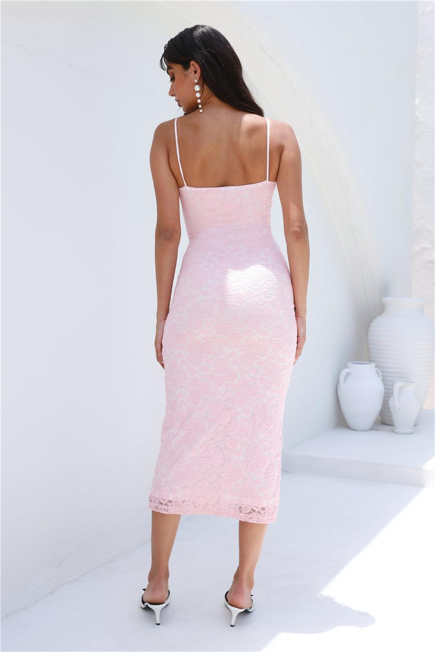 Soft And Dainty Lace Maxi Dress Pink Product Image