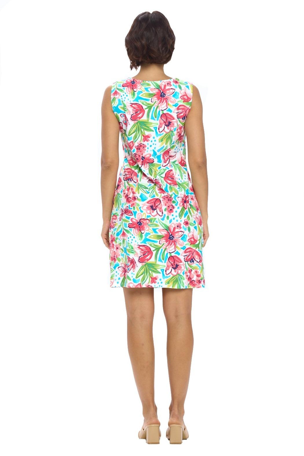 White Split Neck Dress Product Image