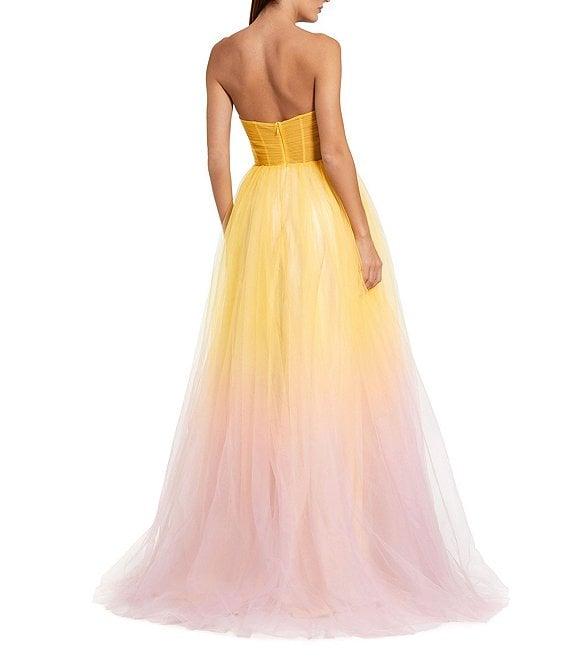 Mac Duggal Sweetheart Neckline Fitted Bodice Strapless Ombre Tulle Ballgown Product Image