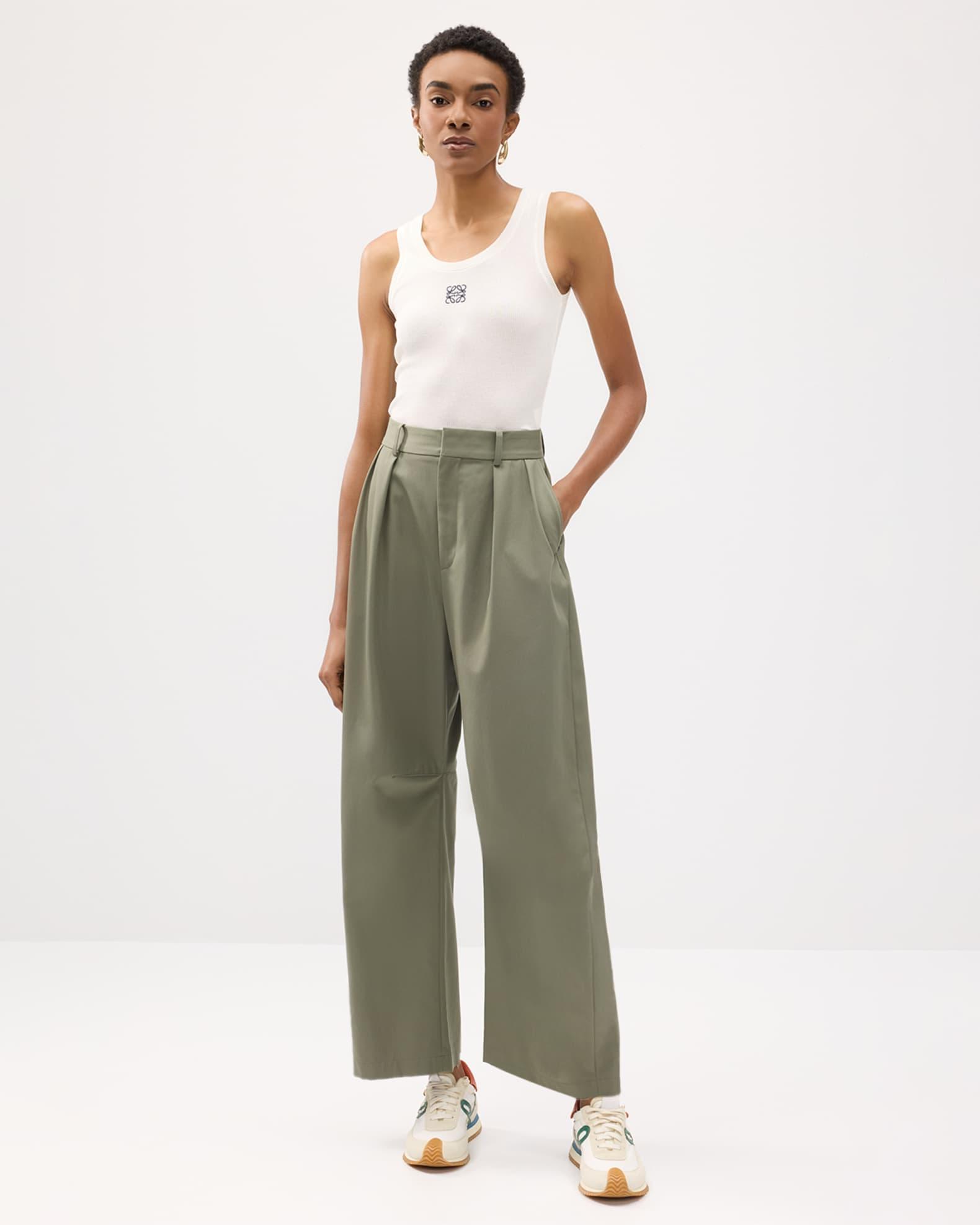 High-Rise Pleated Barrel-Leg Ankle Trousers Product Image