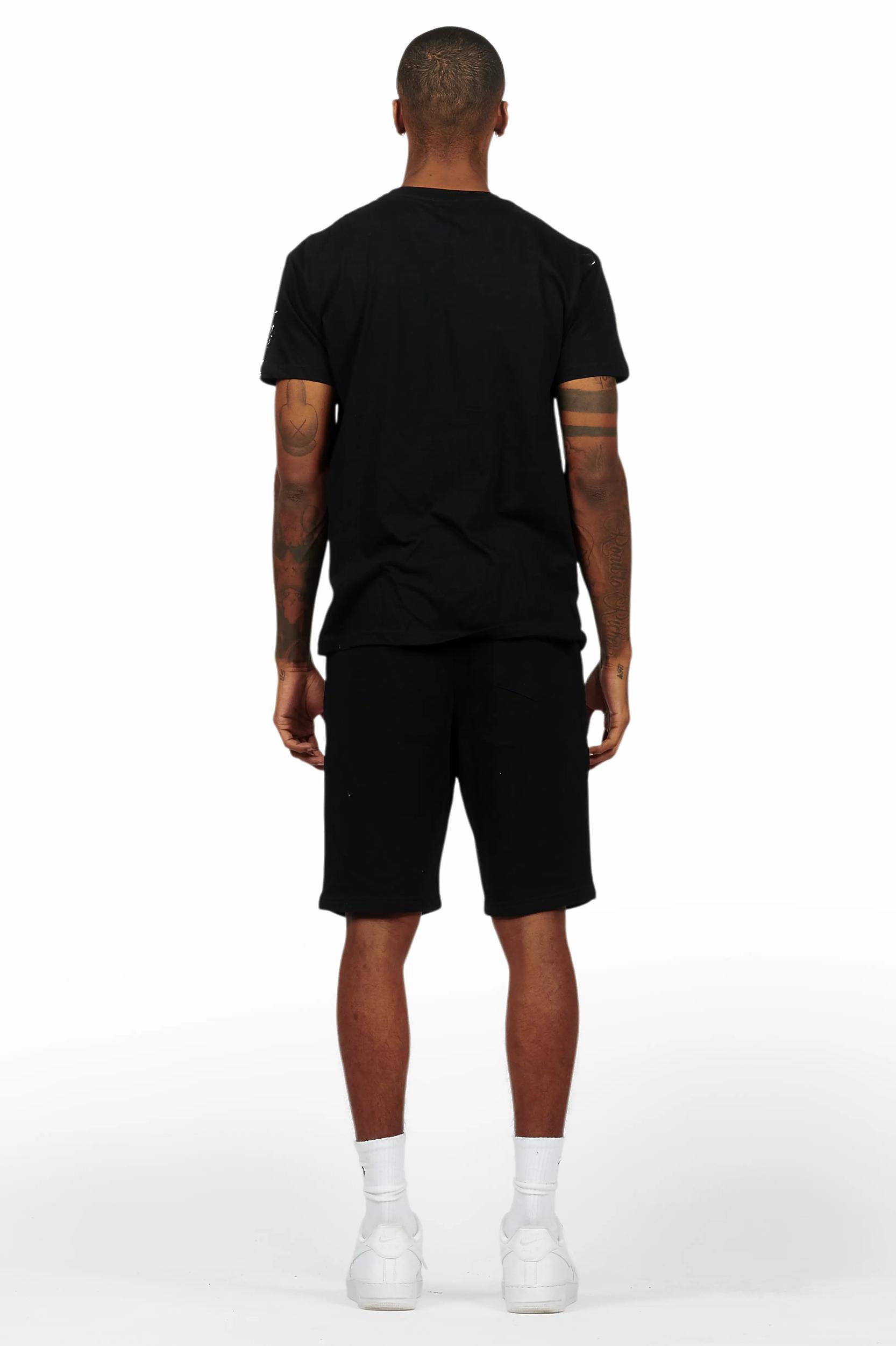 Filip Black Graphic T-Shirt Short Set Male Product Image