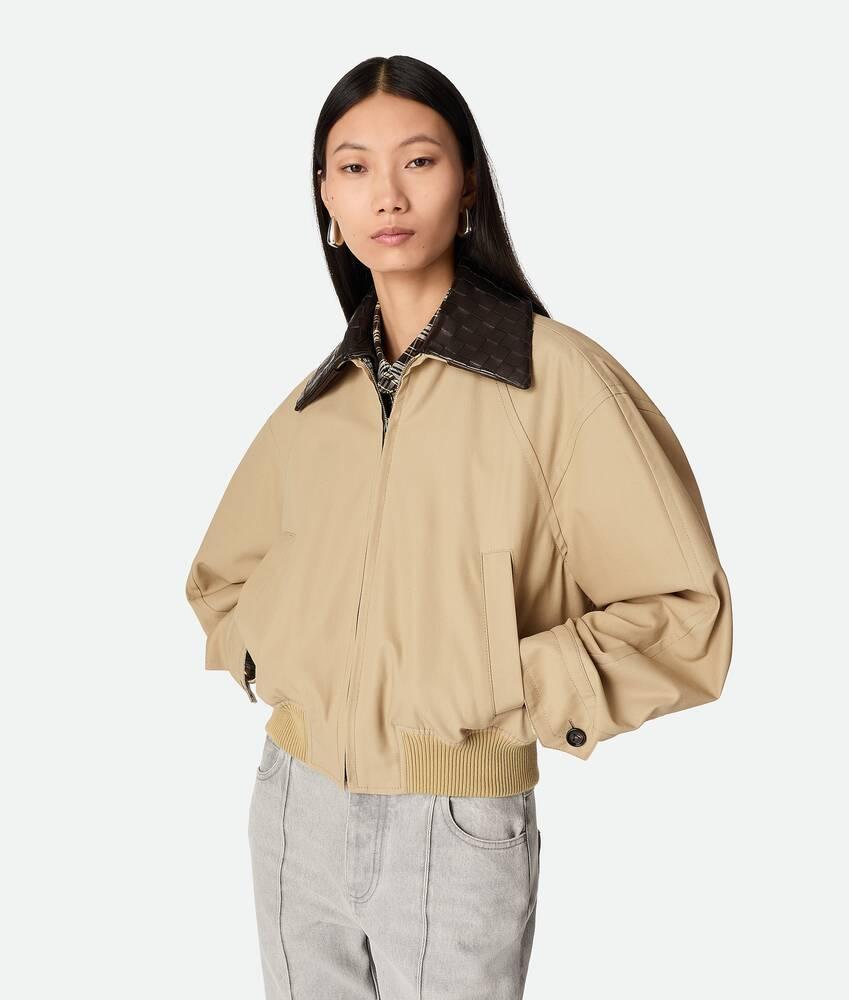 Women's Cotton Twill Blouson in Beige Product Image