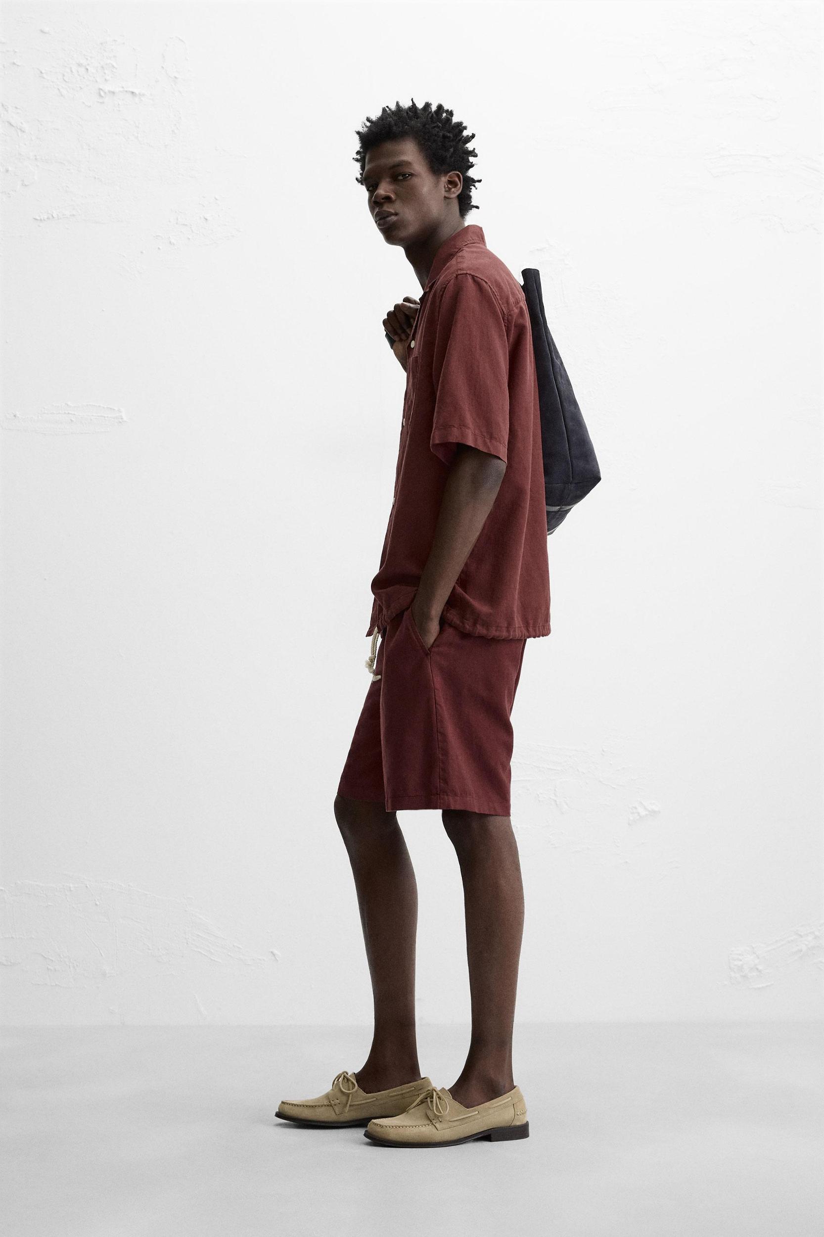LINEN-COTTON SHORTS Product Image
