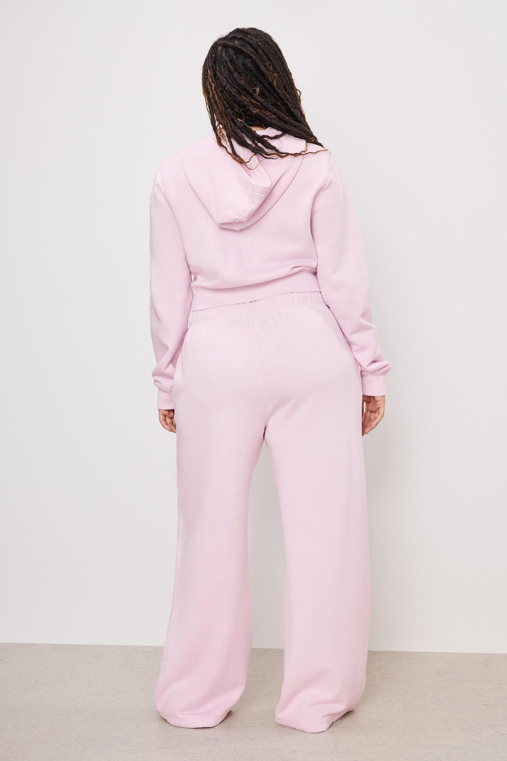 BRUSHED FLEECE WIDE LEG SWEATPANTS | WASHED COTTON CANDY PINK001 Product Image