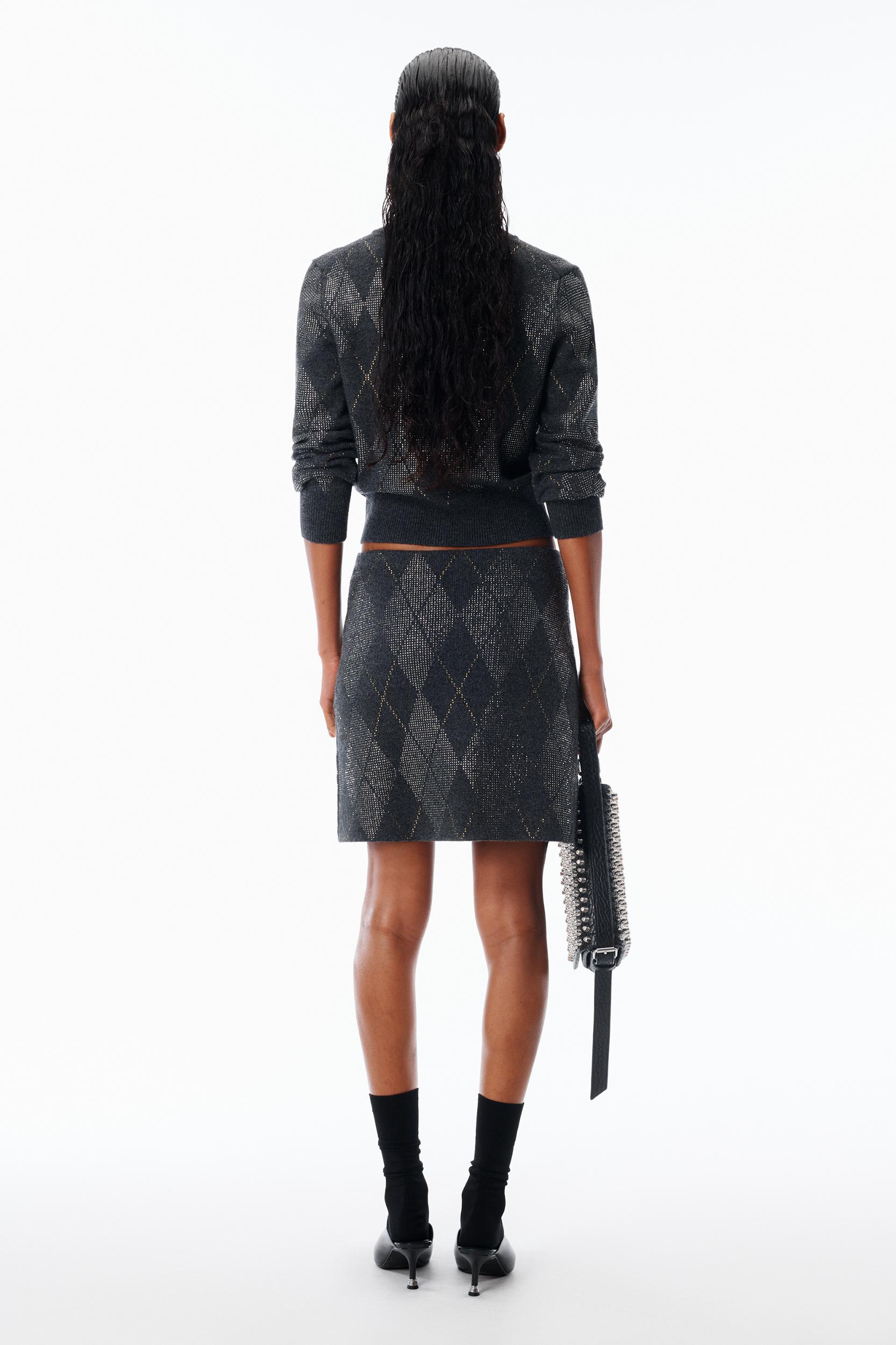 Crystal Hotfix Argyle Wool-blend Tennis Skirt  Product Image