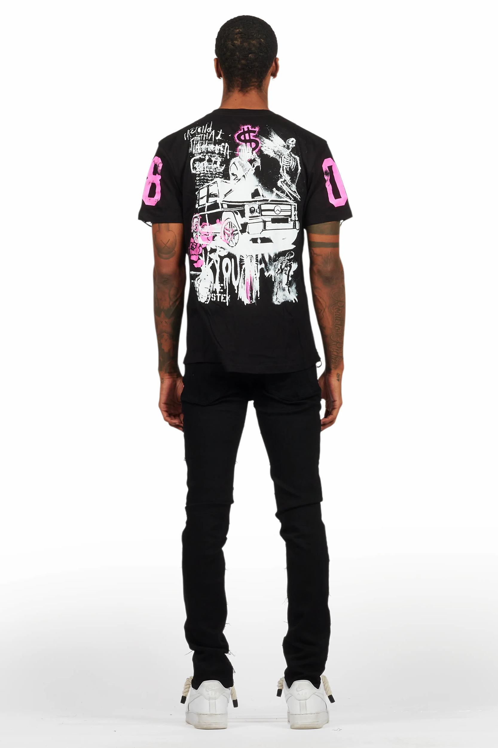 Grill Black/Pink T-Shirt/Slim Fit Jean Set Male Product Image