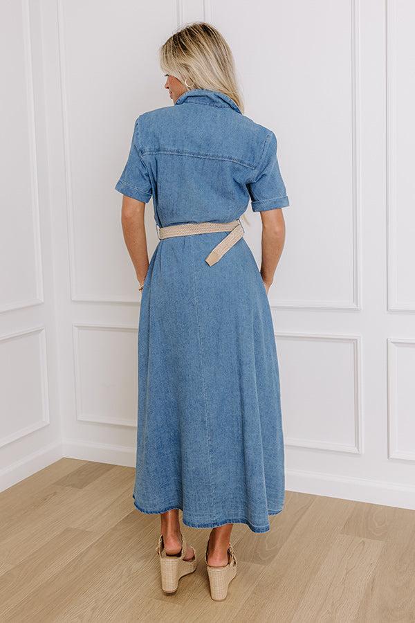 Barcelona Sun Chambray Button Down Midi Dress Product Image