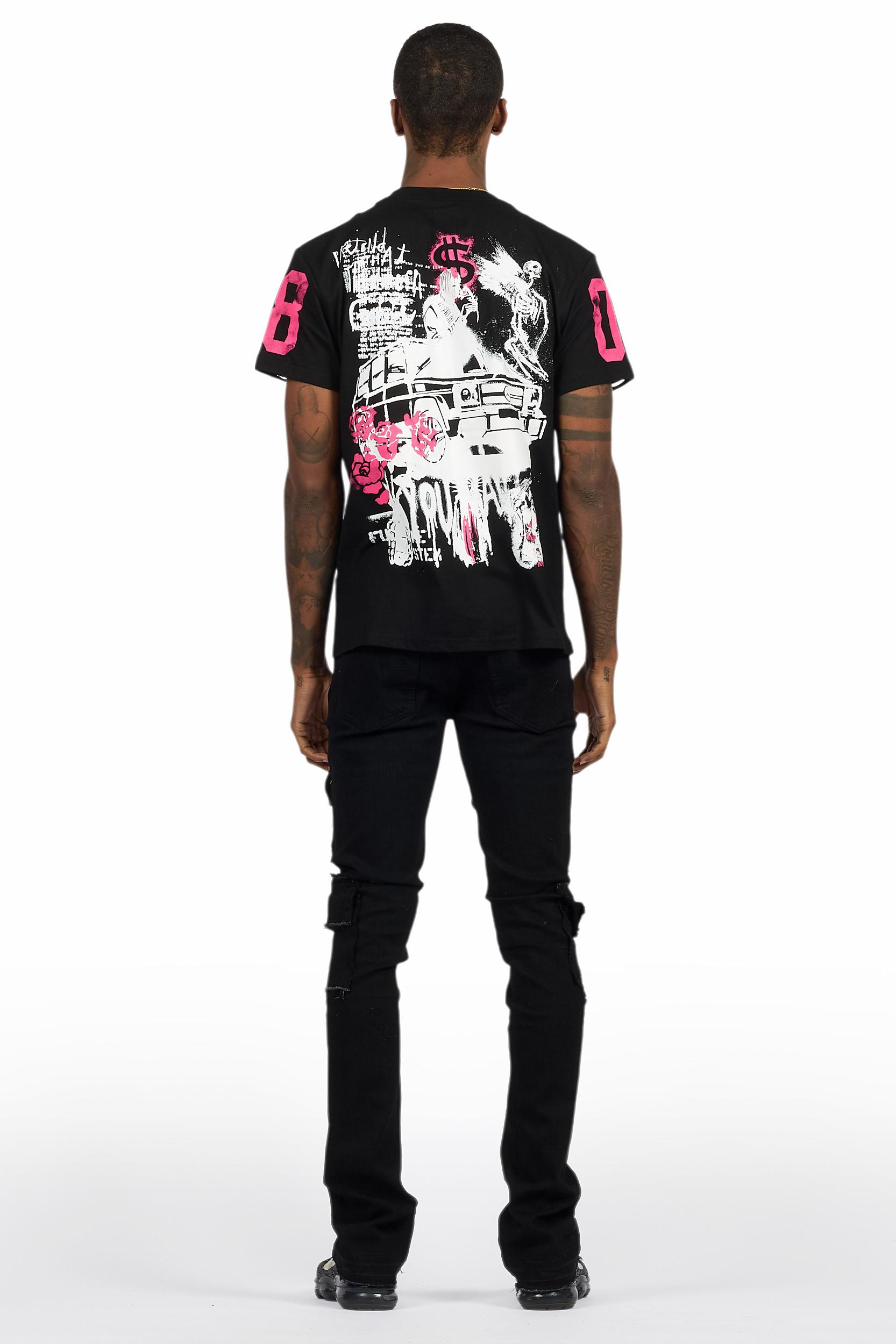 Grill Black T-Shirt/Stacked Flare Cargo Jean Male Product Image