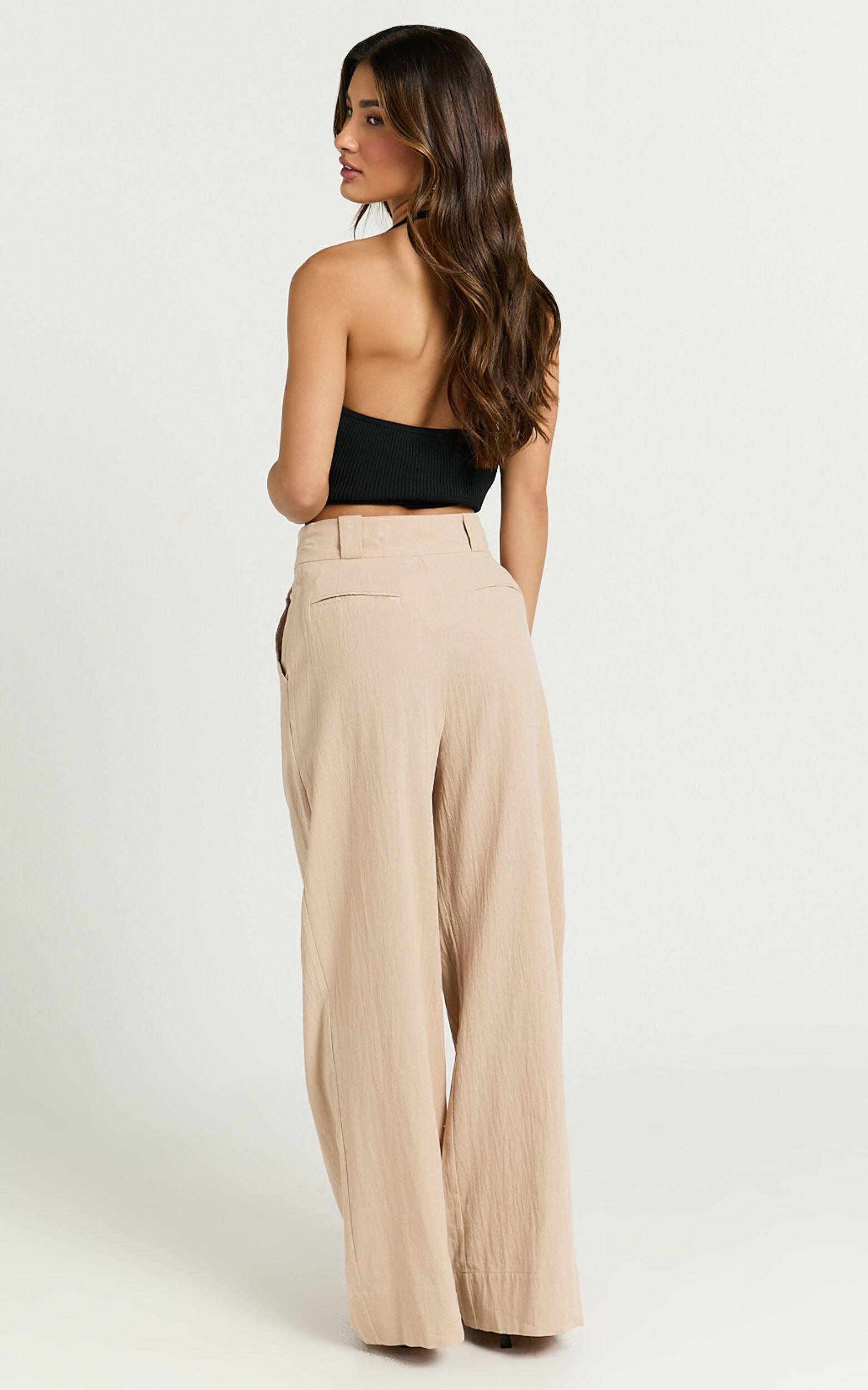 Bette Pants - High Waisted Wide Leg Pants in Stone Product Image
