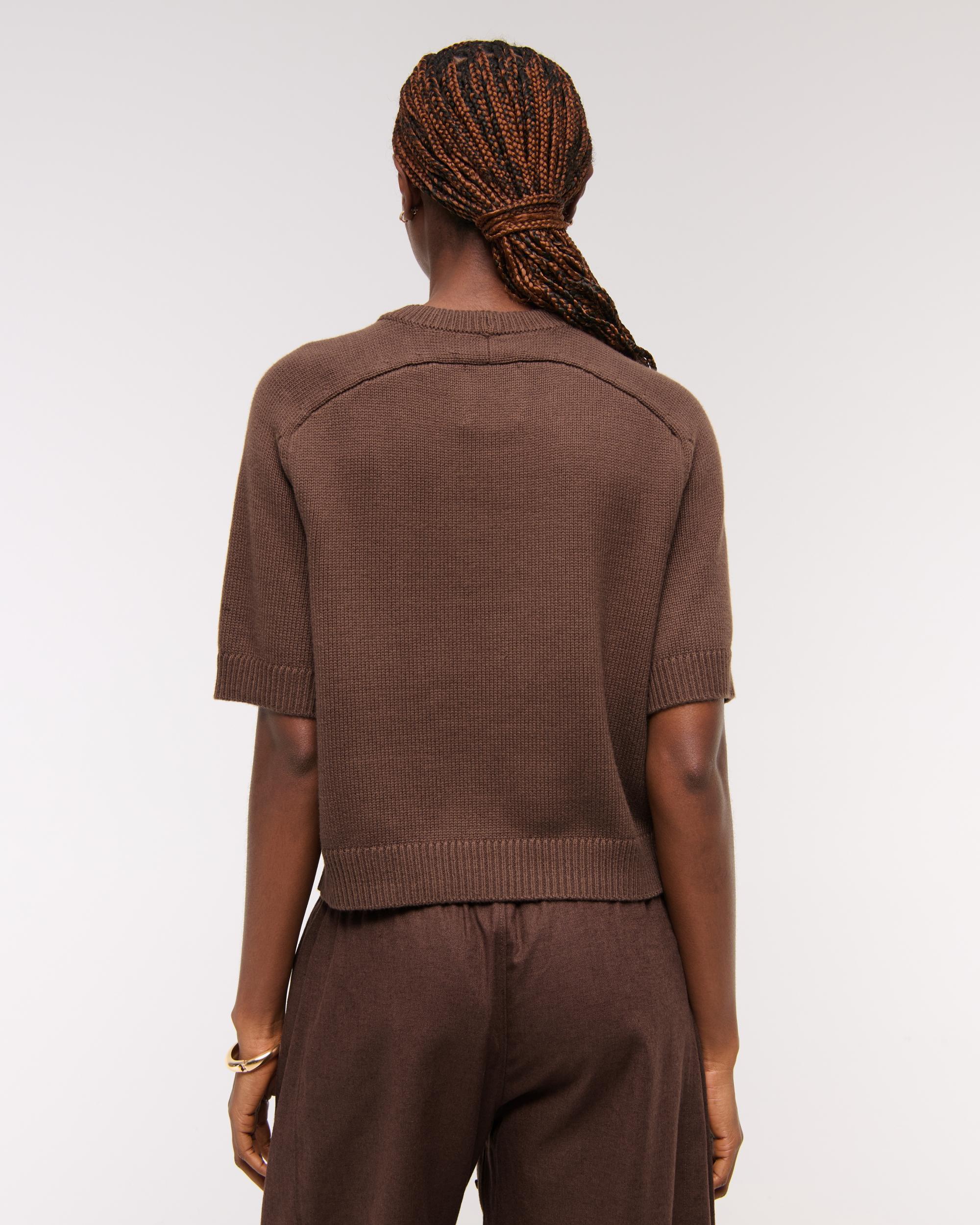 The A&F Madeline Textural Crew Sweater Tee Product Image