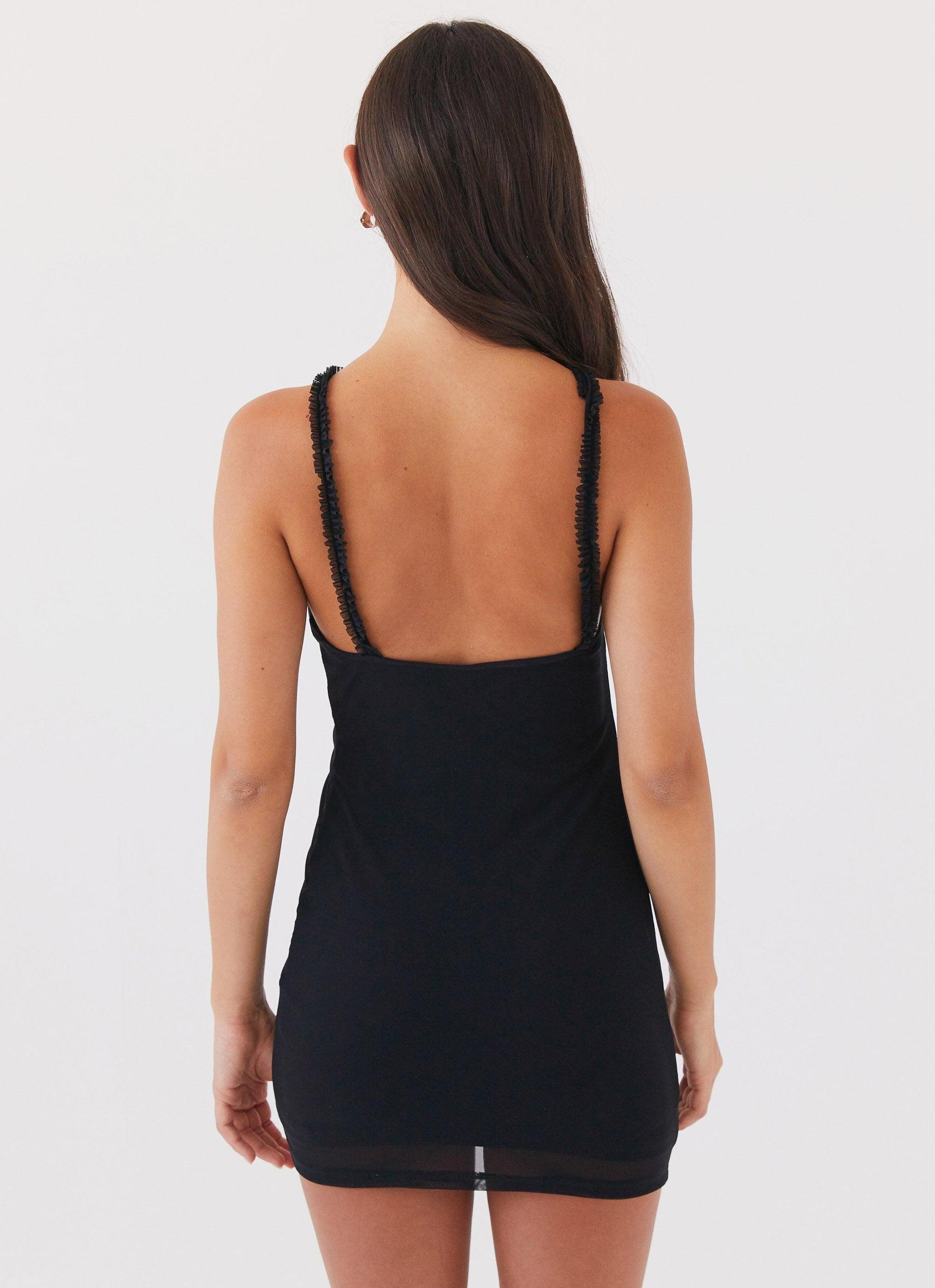 Midnight Rhapsody Ruffle Mini Dress - Black Product Image