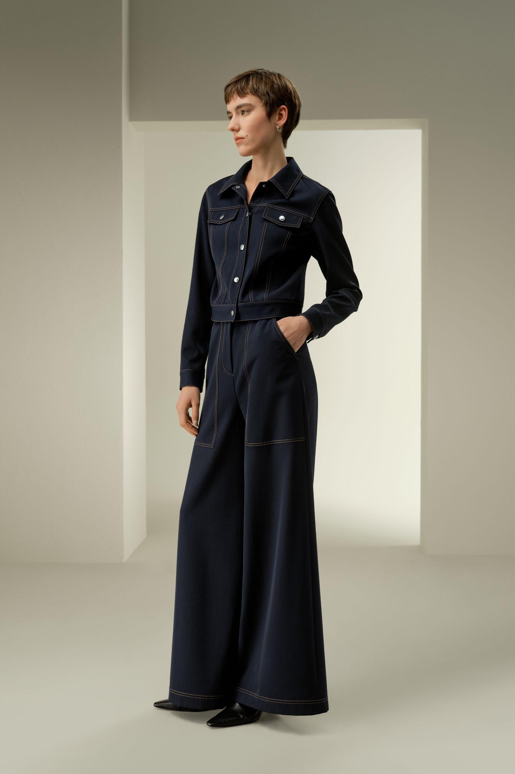 LILYSILK Wool Trousers Women - Navy Blue 100% Merino Wool - Stylish Oversized Pockets Trouser Pants 12 Product Image