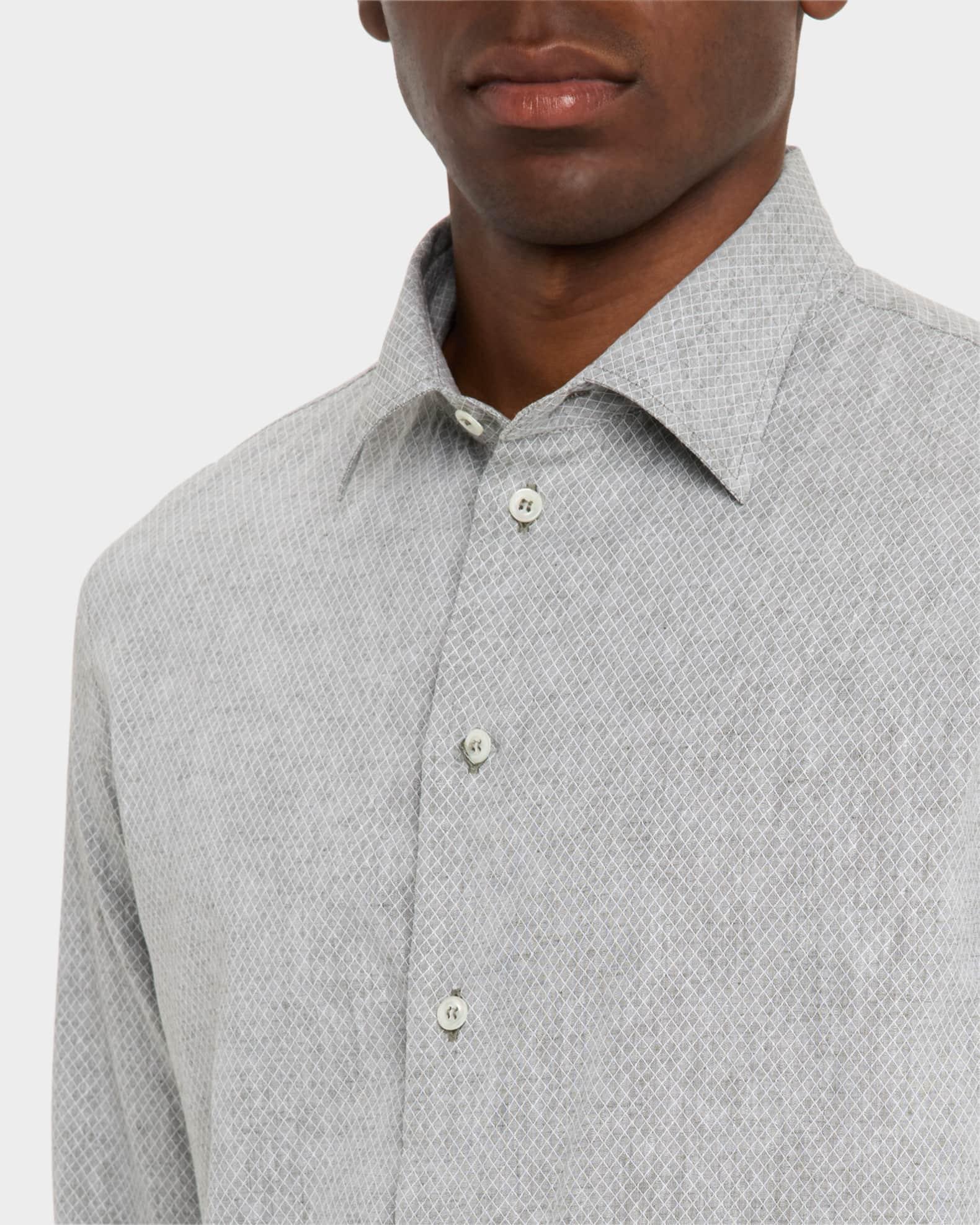 Men's Linen and Cotton Diamond-Print Sport Shirt Product Image