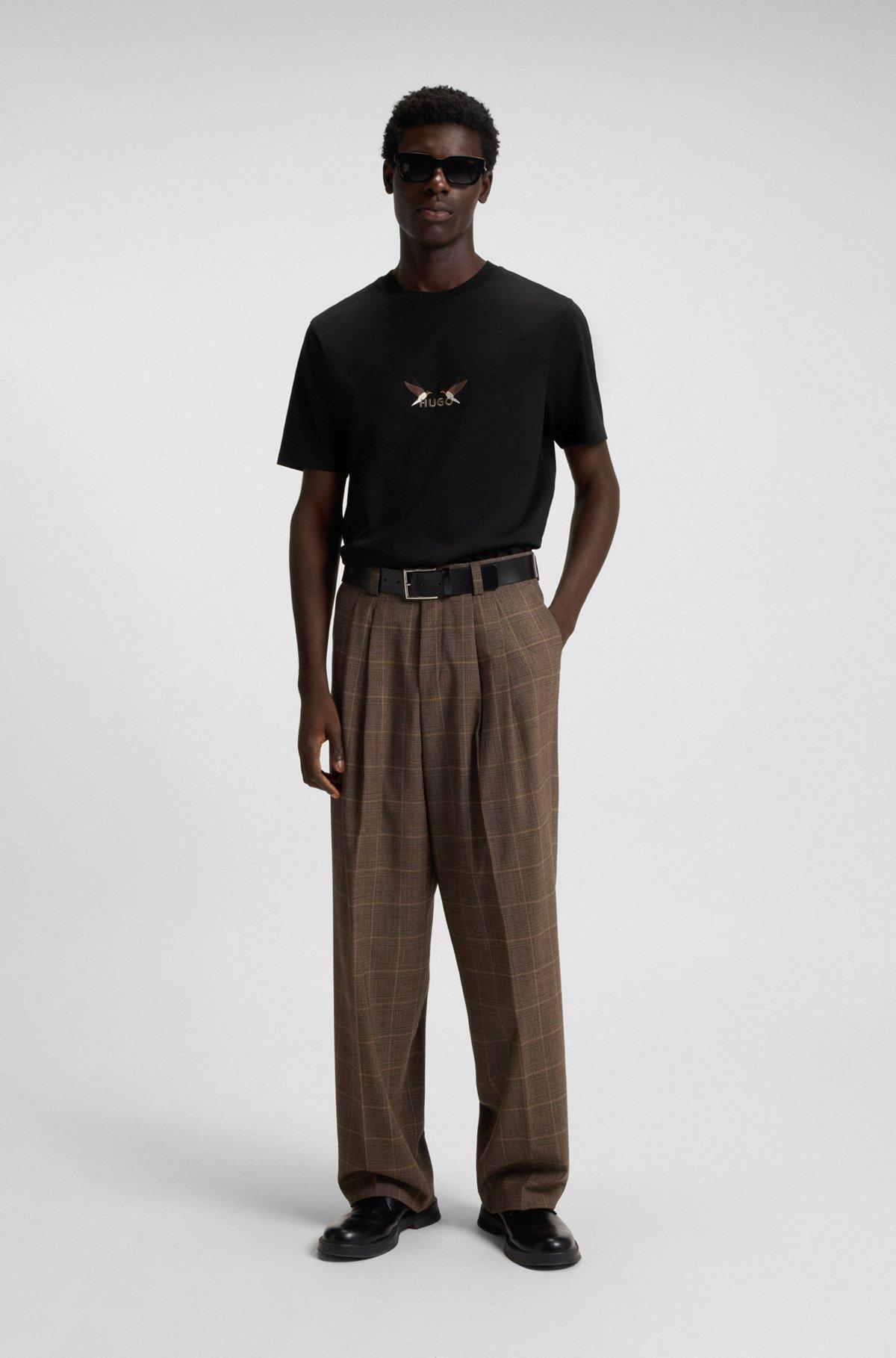 Cotton jersey T-shirt with curved embroidered logo Product Image