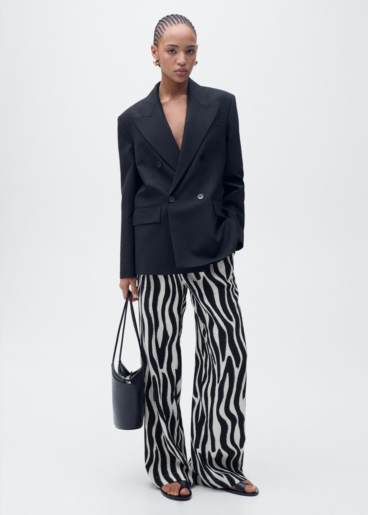 Zebra-print straight-fit pants - Women | MANGO USA Product Image