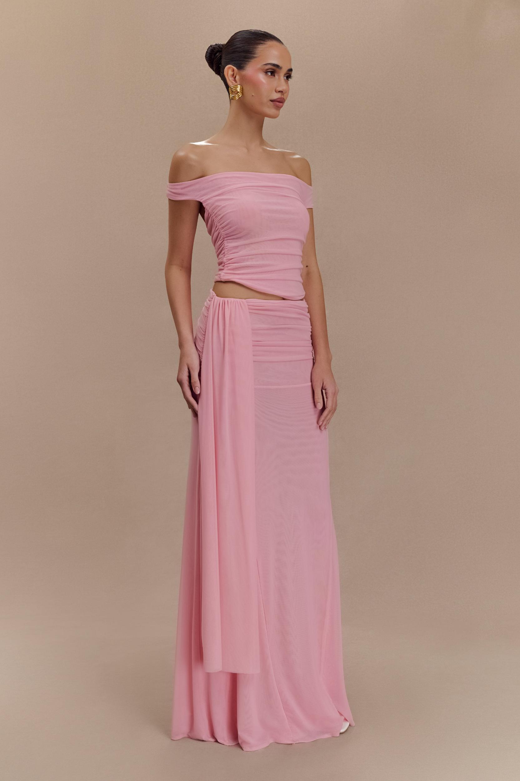 Arna Mesh Maxi Skirt - Candy Pink Product Image