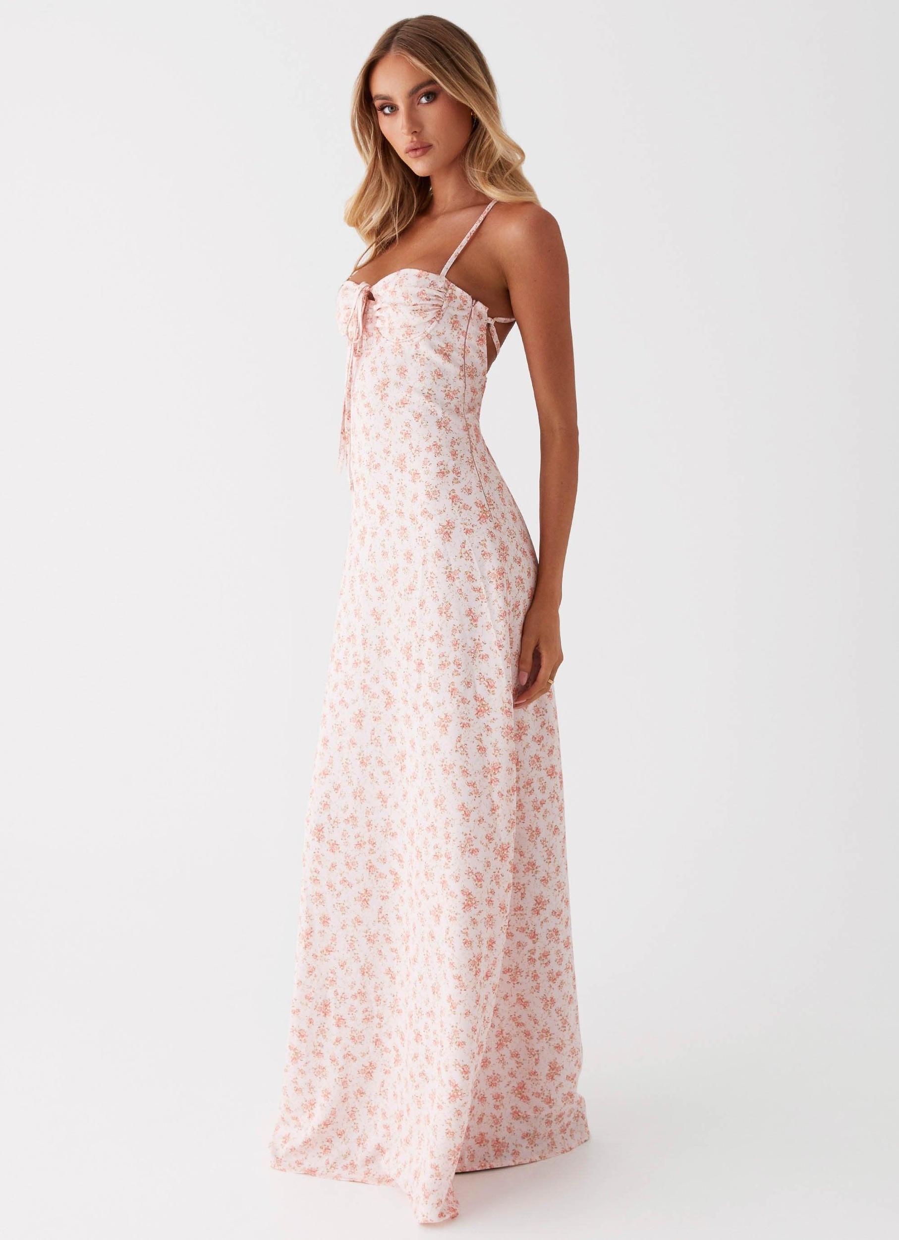 Aveline Bustier Maxi Dress - Pink Ditsy Floral Product Image