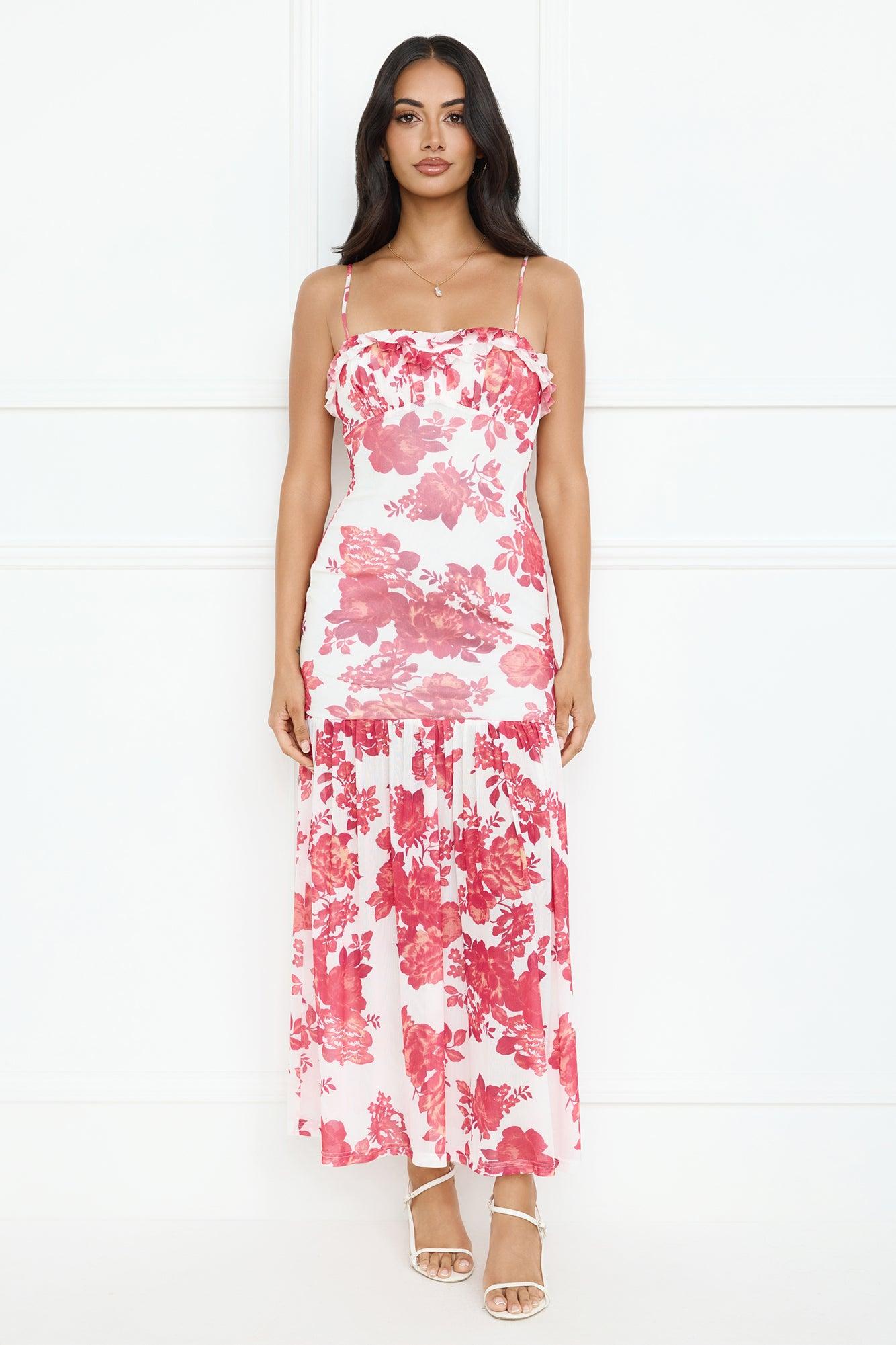 Pink Lotus Mesh Maxi Dress Pink Product Image