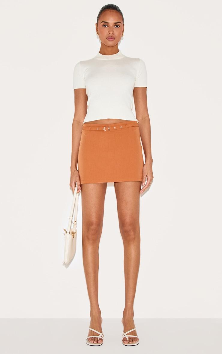 Rust Black Thin Belt Detail Tailored Mini Skirt Product Image
