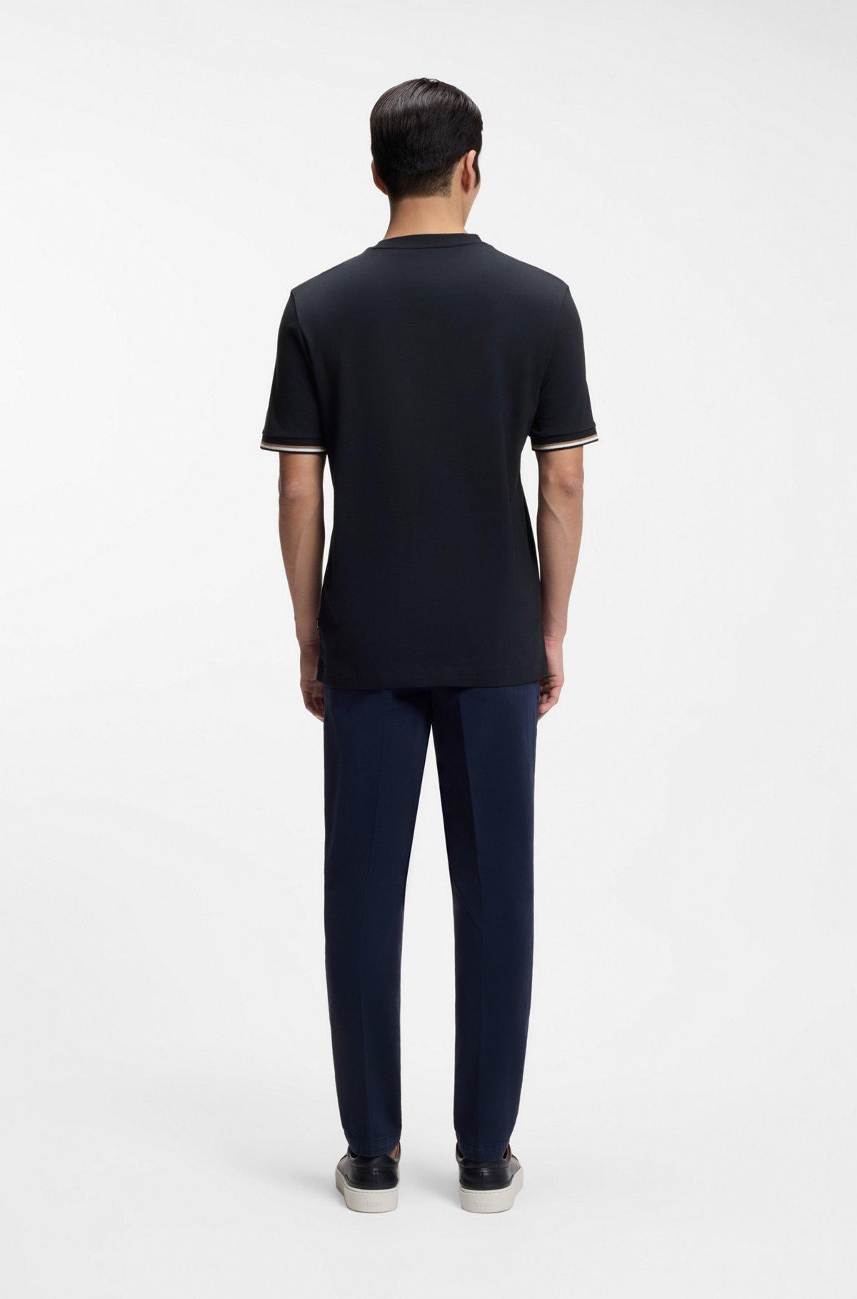 Cotton-jersey T-shirt with signature-stripe cuffs Product Image