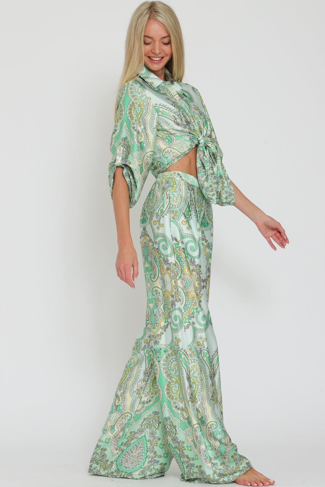 Paisley Palazzo Pant with Elastic Waistband Product Image