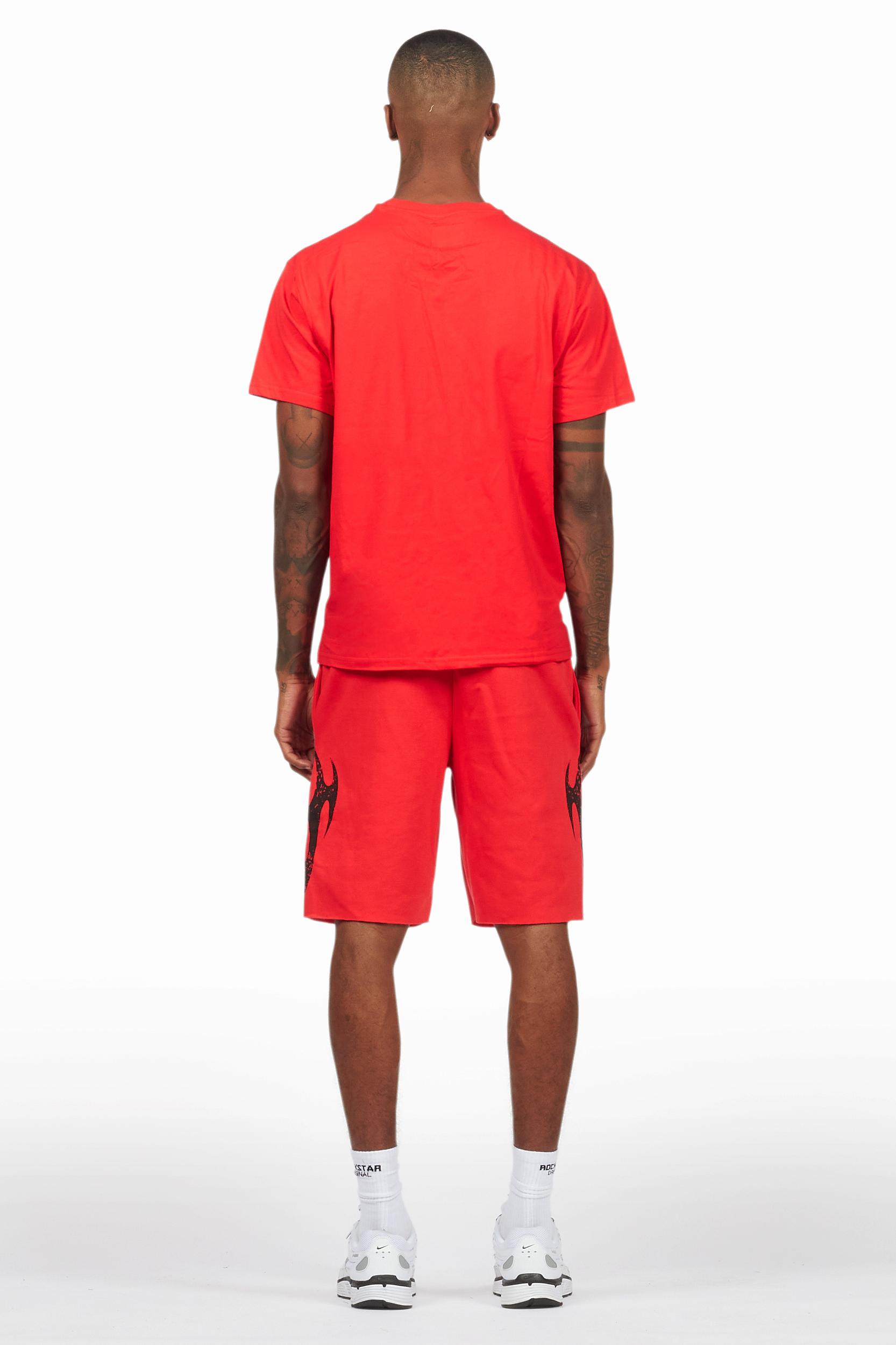 Members Red/Black T-Shirt/Short Set Male Product Image