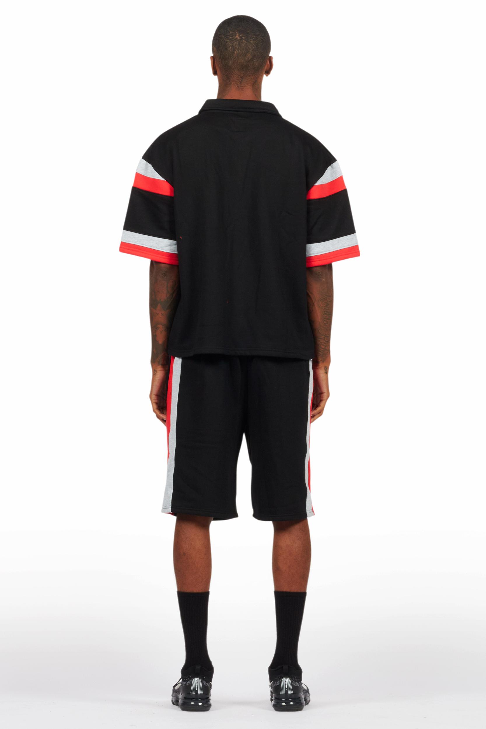 Zavid Black Button Up T-Shirt/Short Set Male Product Image