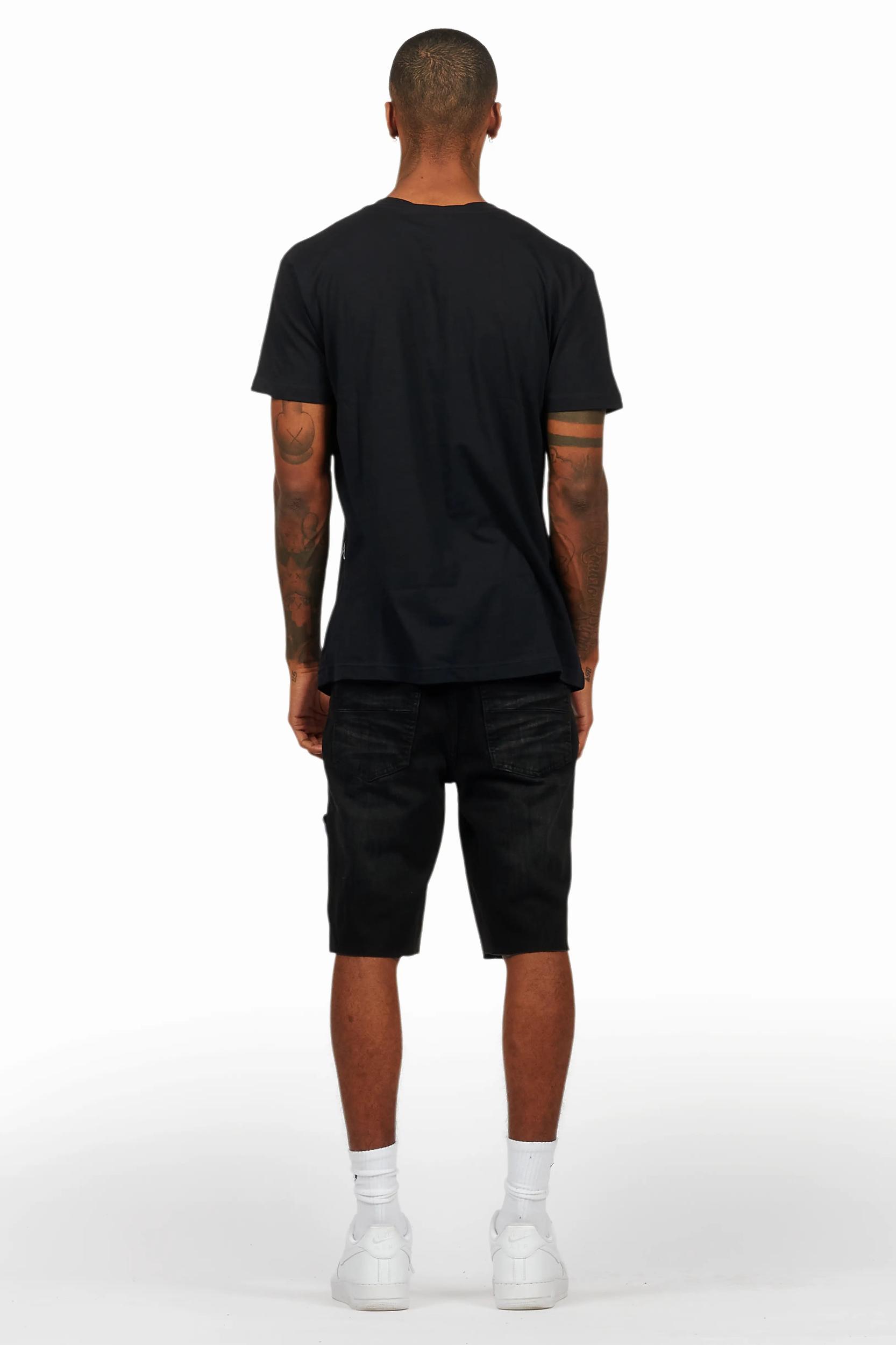 Beno Black T-Shirt/Denim Short Set Male Product Image