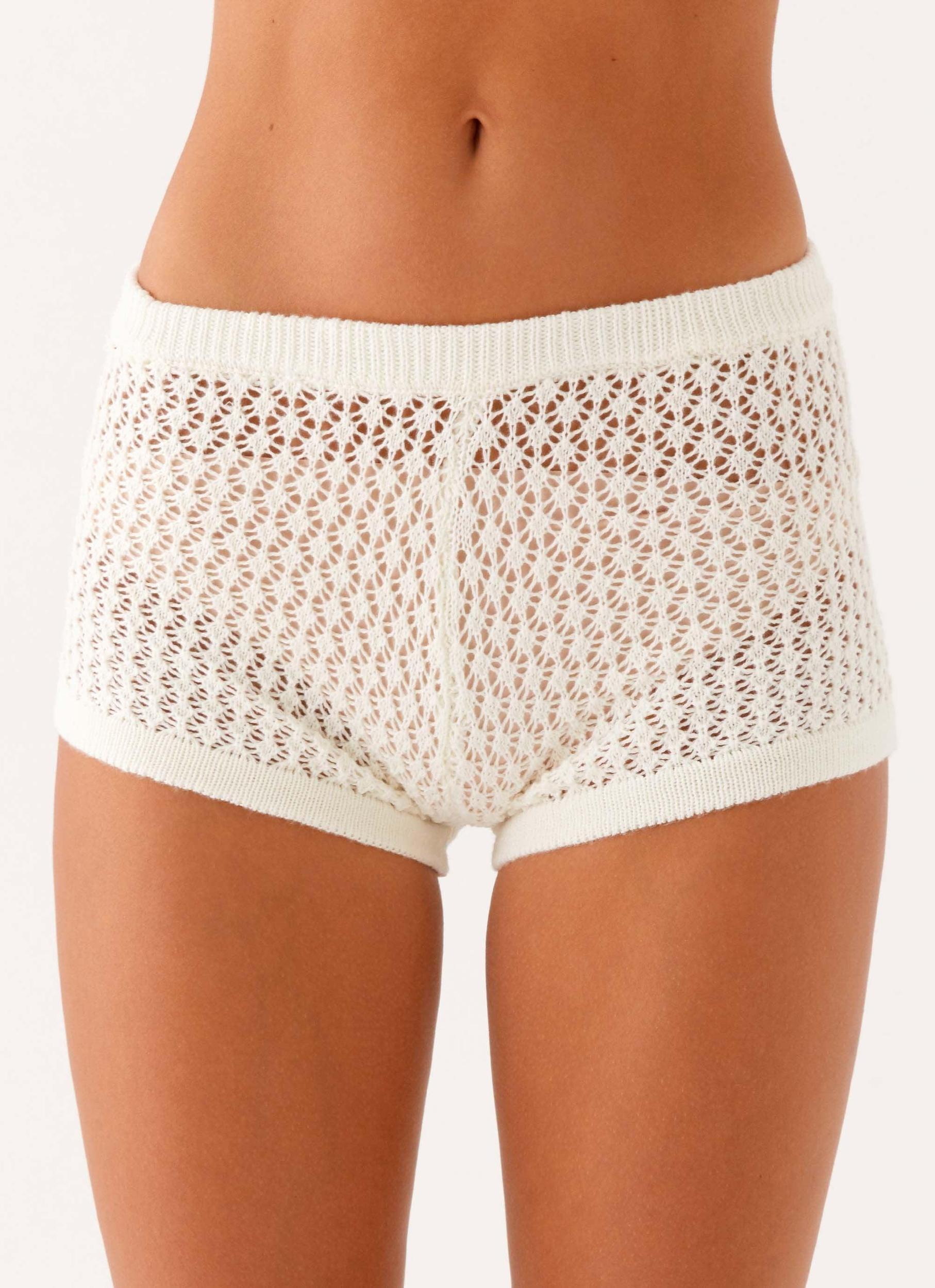 Molly Crochet Mini Shorts - Ivory Product Image