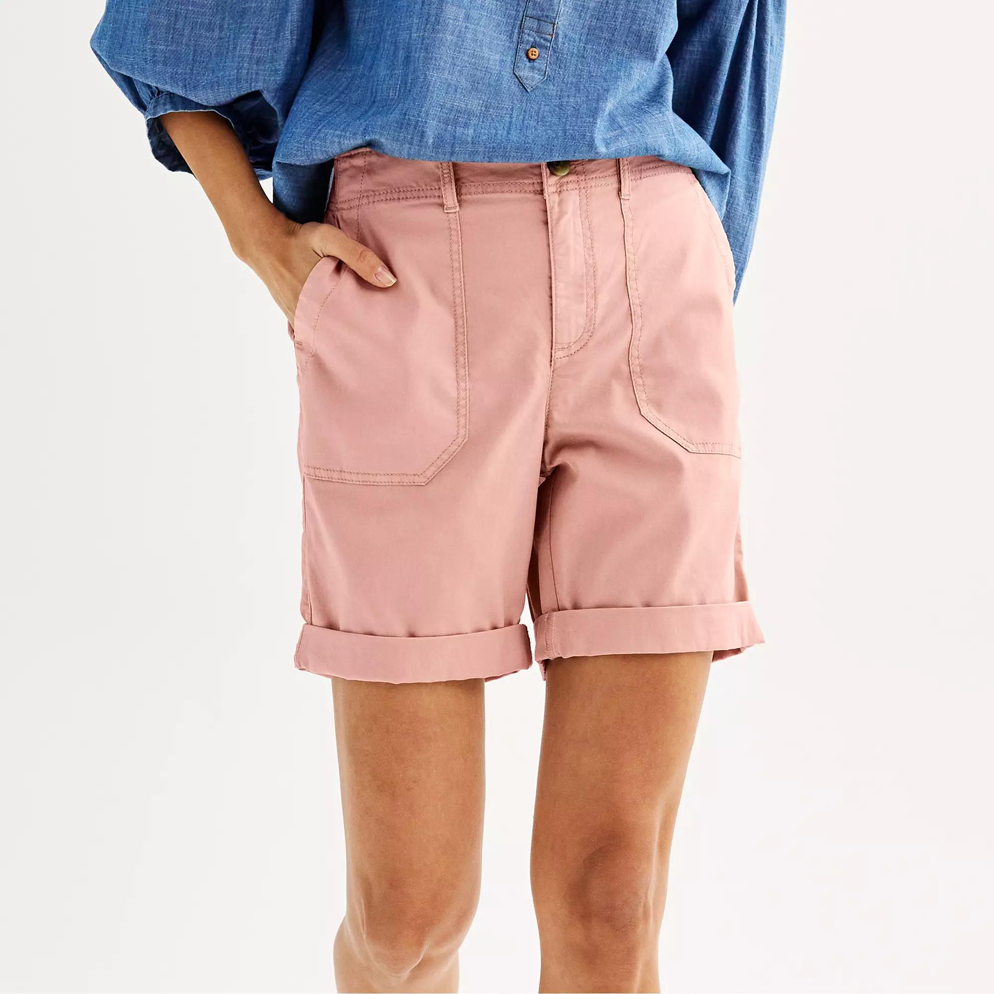 Petite Sonoma Goods For Life Utility Bermuda Shorts, Womens Silver Beam Product Image