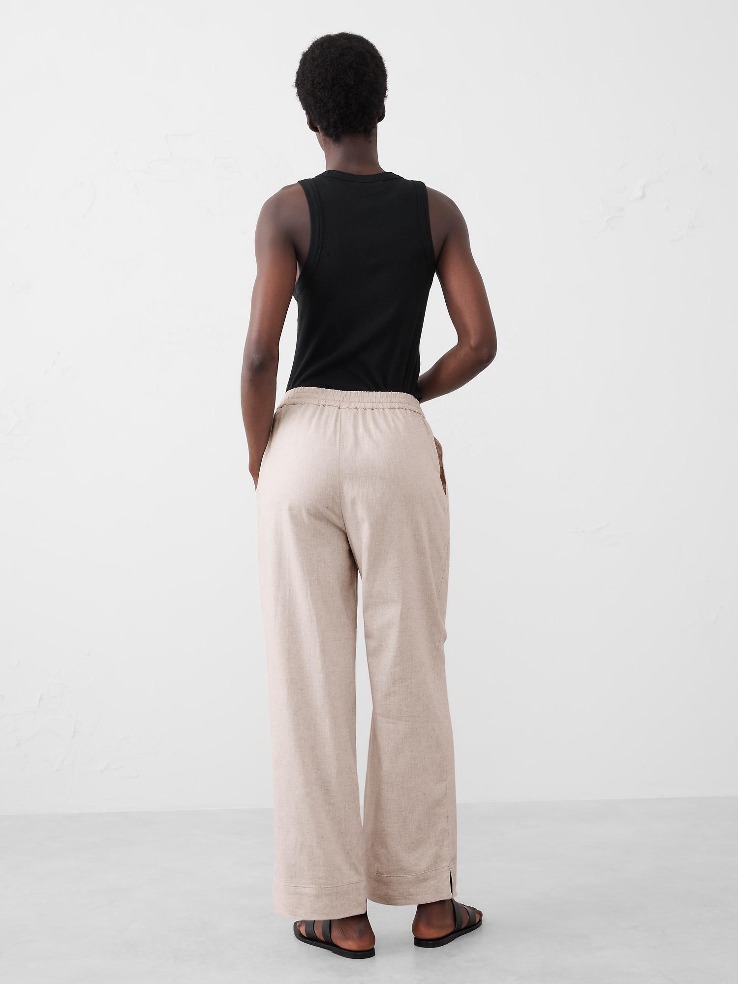 Straight Linen-Blend Pull-On Pant Product Image