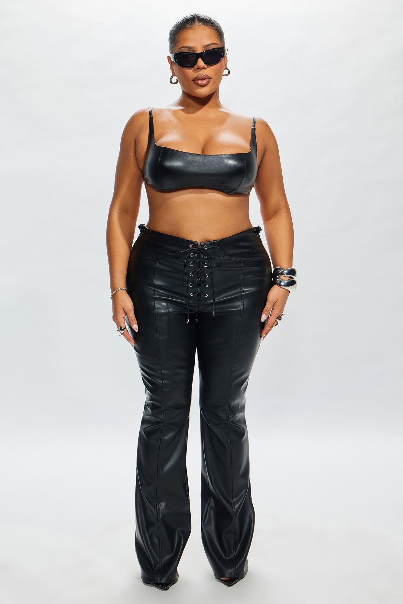 Vivienne Faux Leather Lace Up Pant - Black Product Image