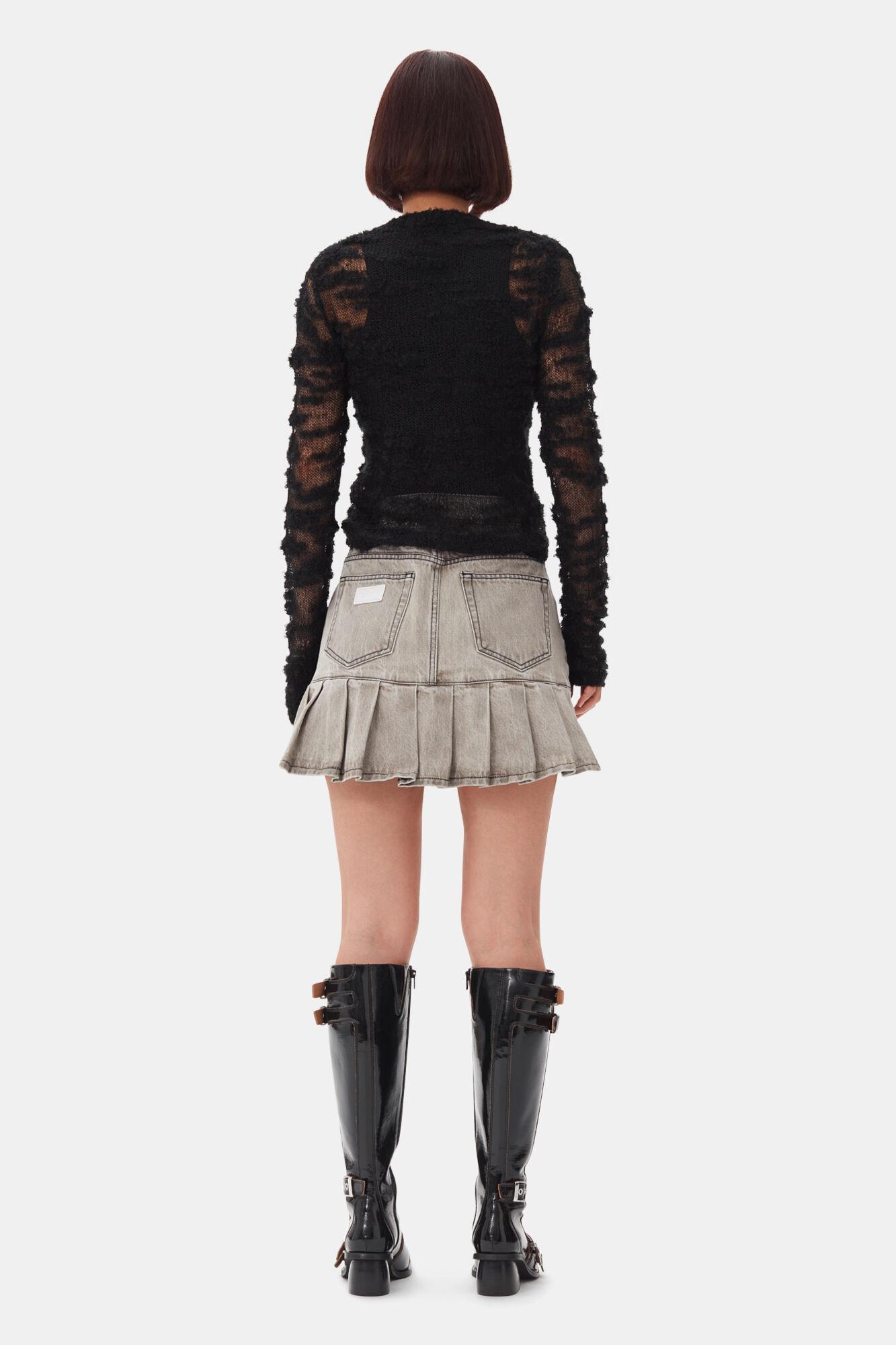 Black Alpaca Mohair Boucle Cardigan Product Image