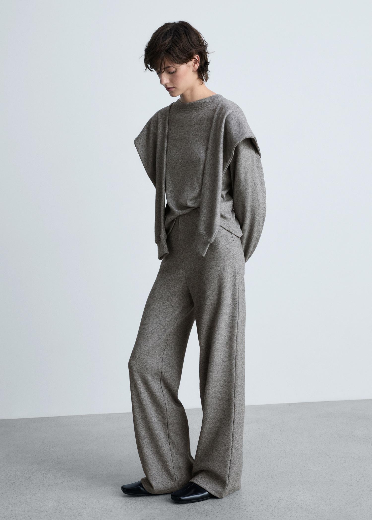 Straight knitted pants - Women | MANGO USA Product Image