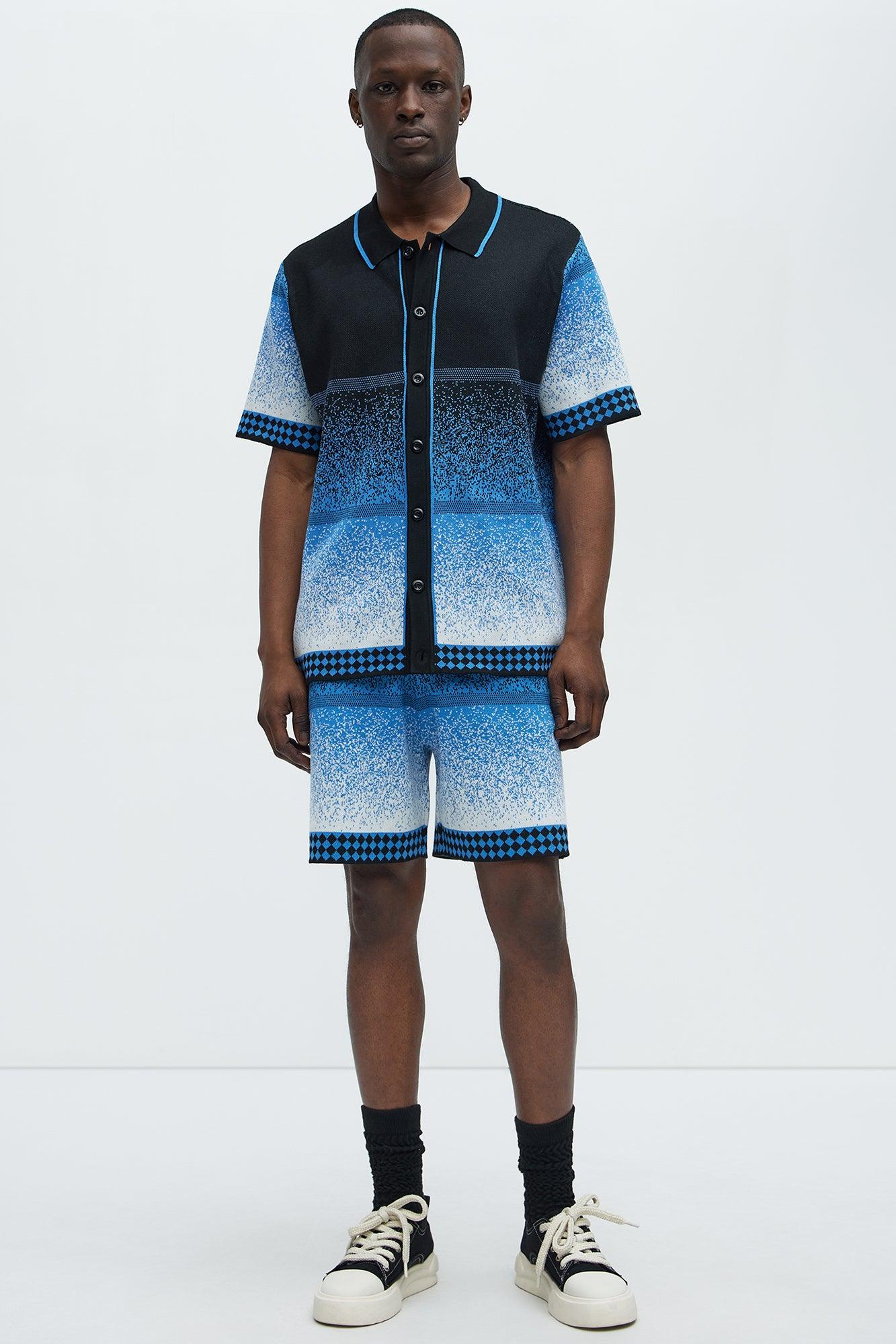 Day To Night Gradient Short Sleeve Knitted Shirt - Multi Color Product Image