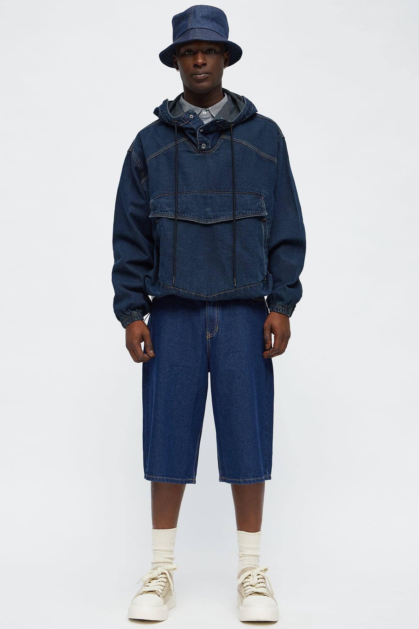Oversized In My City Anorak Denim Jacket - Dark Wash Male Product Image