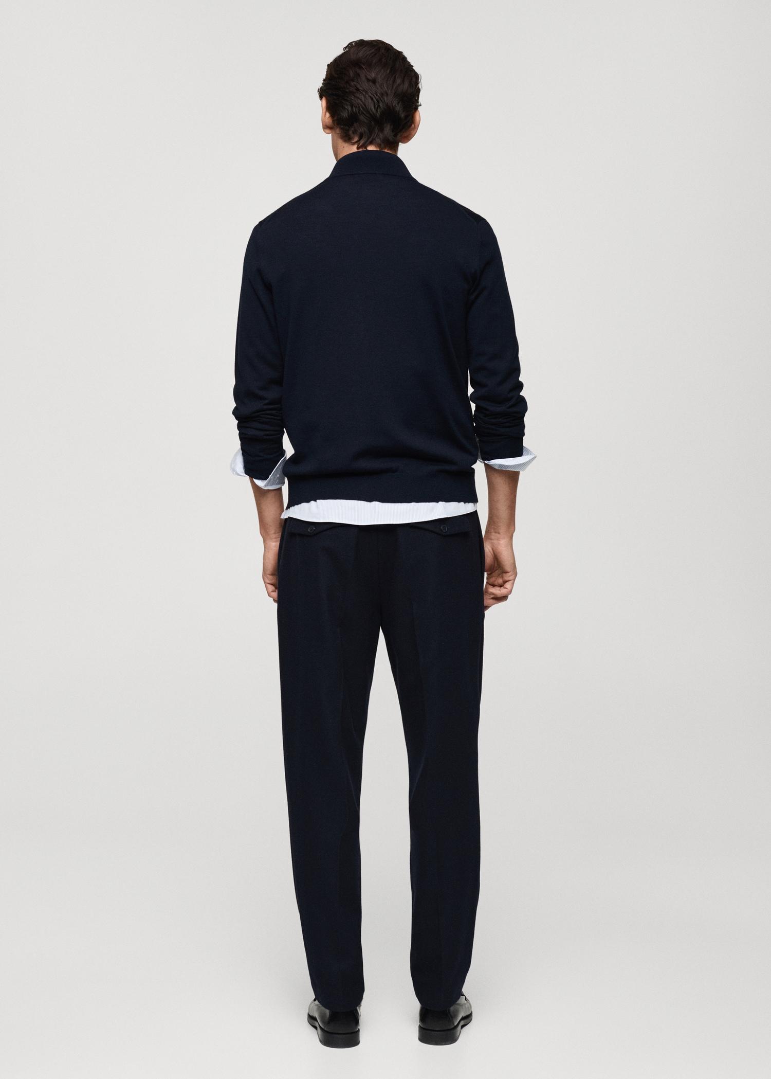 100% merino wool perkins-neck sweater with zipper - Men | MANGO USA Product Image